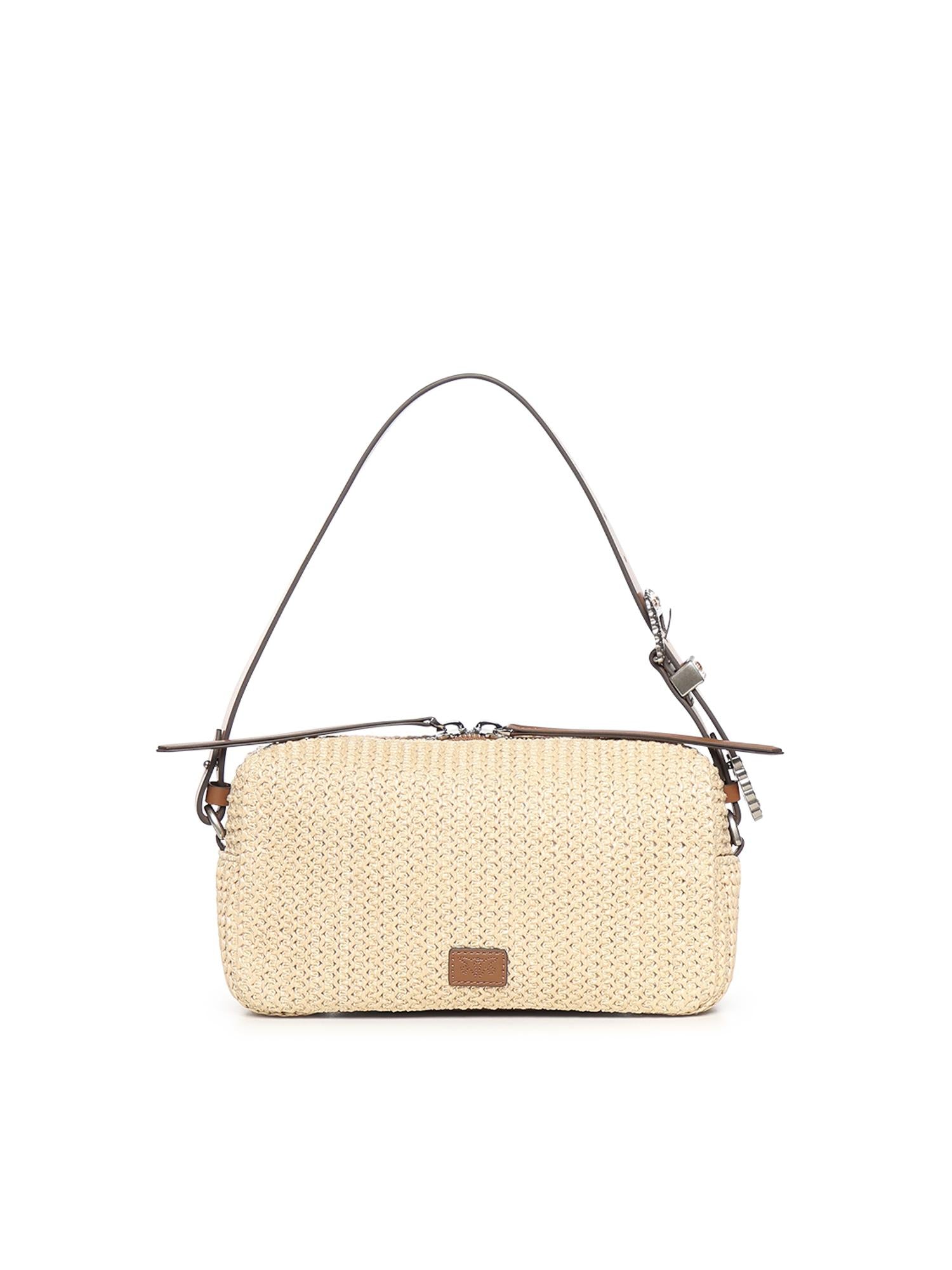 Borsa a spalla in rafia con logo 106661 A391HH2O PINKO 