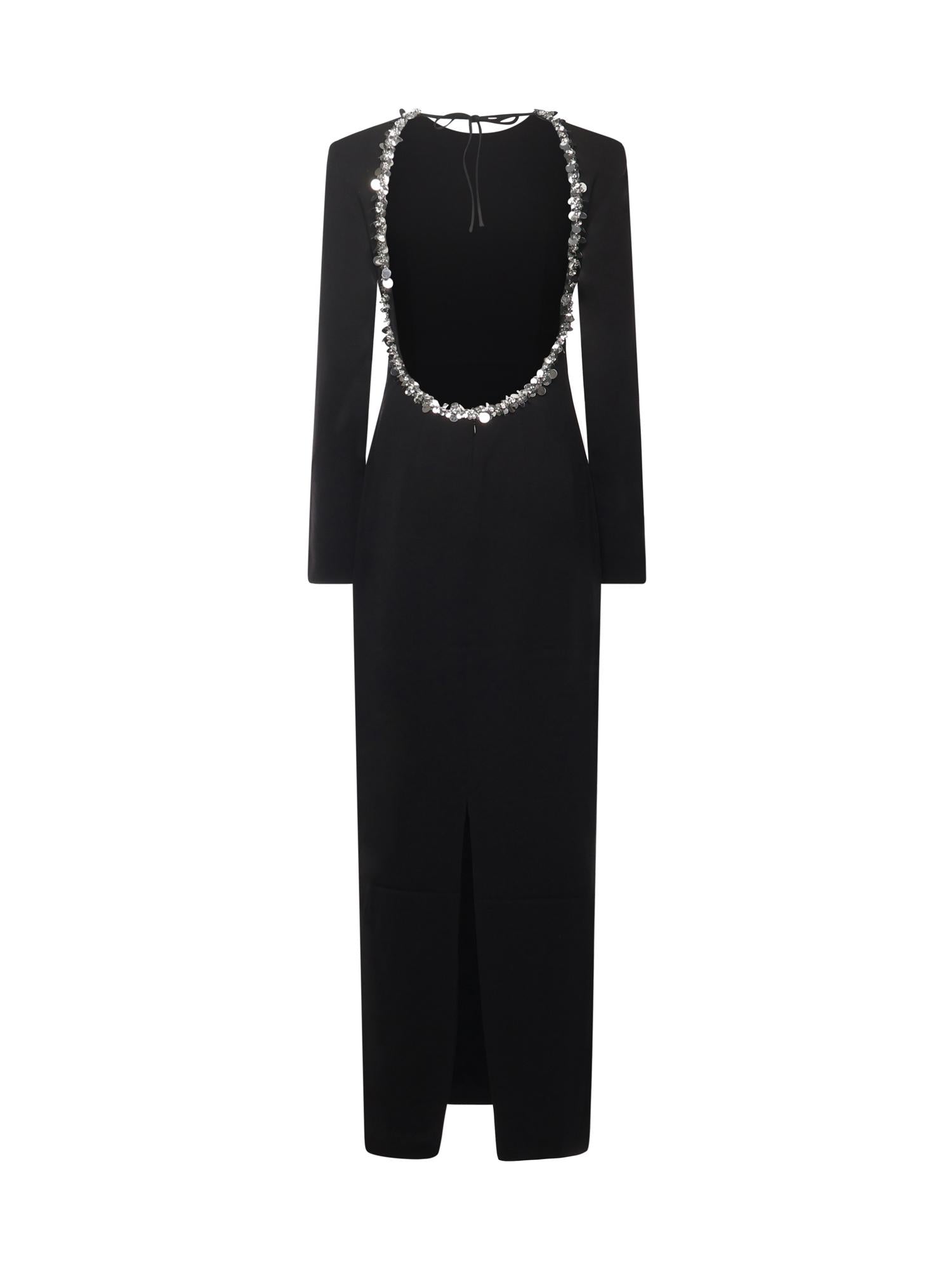 Abito lungo in crêpe con paillettes 114969 100 ROTATE 