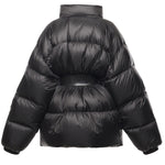 Piumino corto Hourglass con cintura in tessuto tecnico 850864 TTO411000 BALENCIAGA 