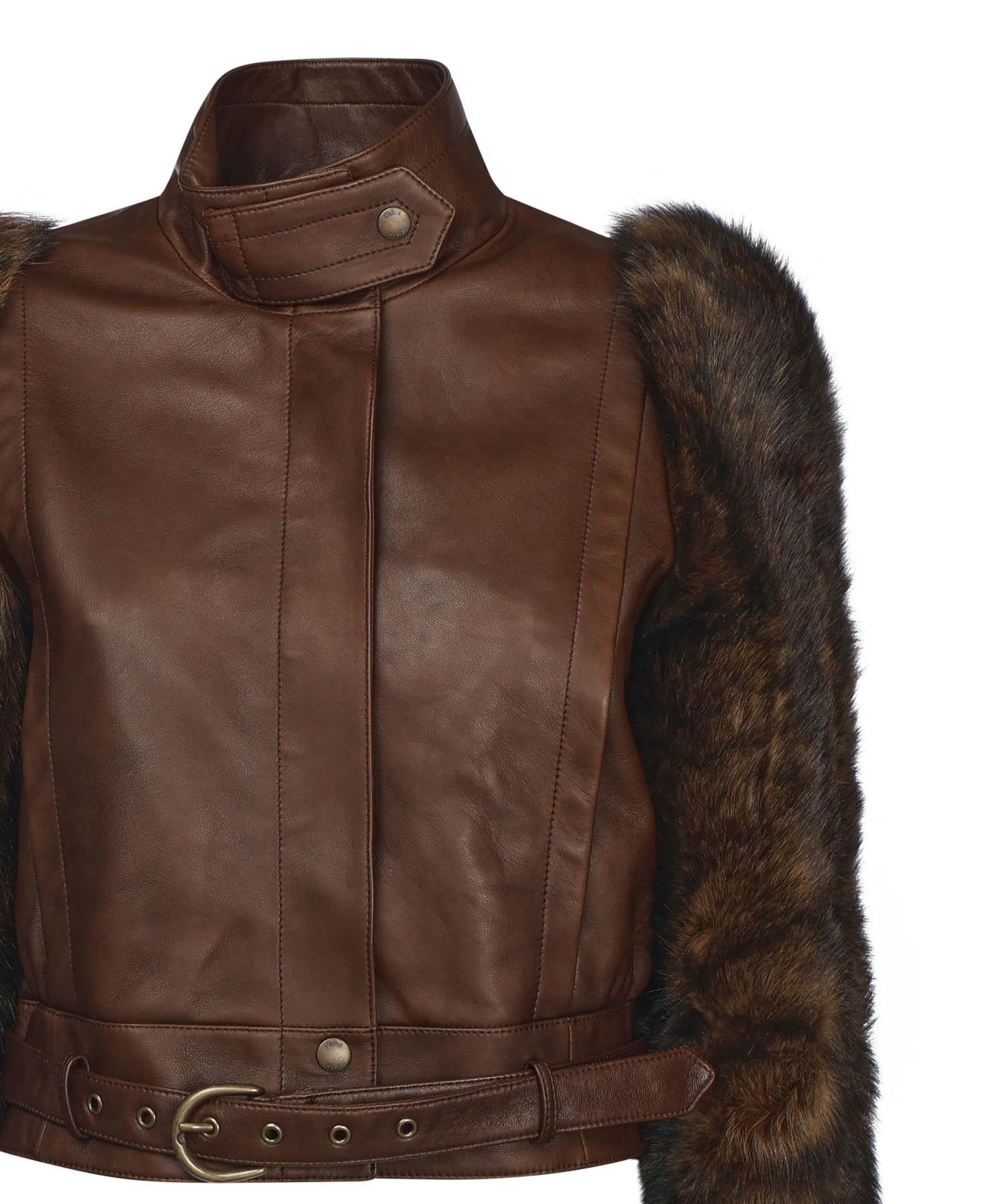 Giacca cropped in pelle CHC25ACV43206 28D CHLOÉ 