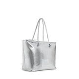 Borsa shopping in pelle con logo<BR/> 73BP9VT01 LOLLI POPPOP SILVER V° 73 