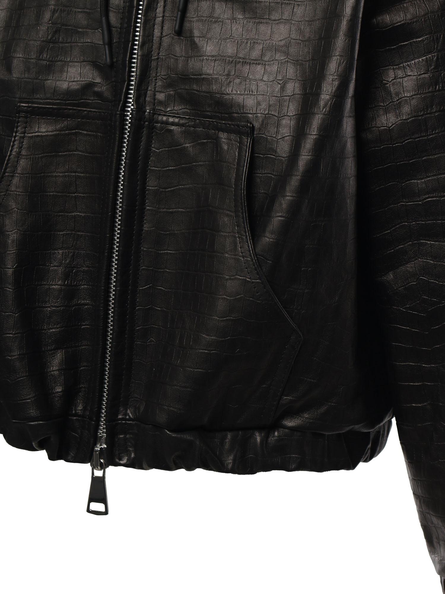 Giubbotto Bronx in pelle con cappuccio BRONX COCCONERO GIULIANO GALIANO 