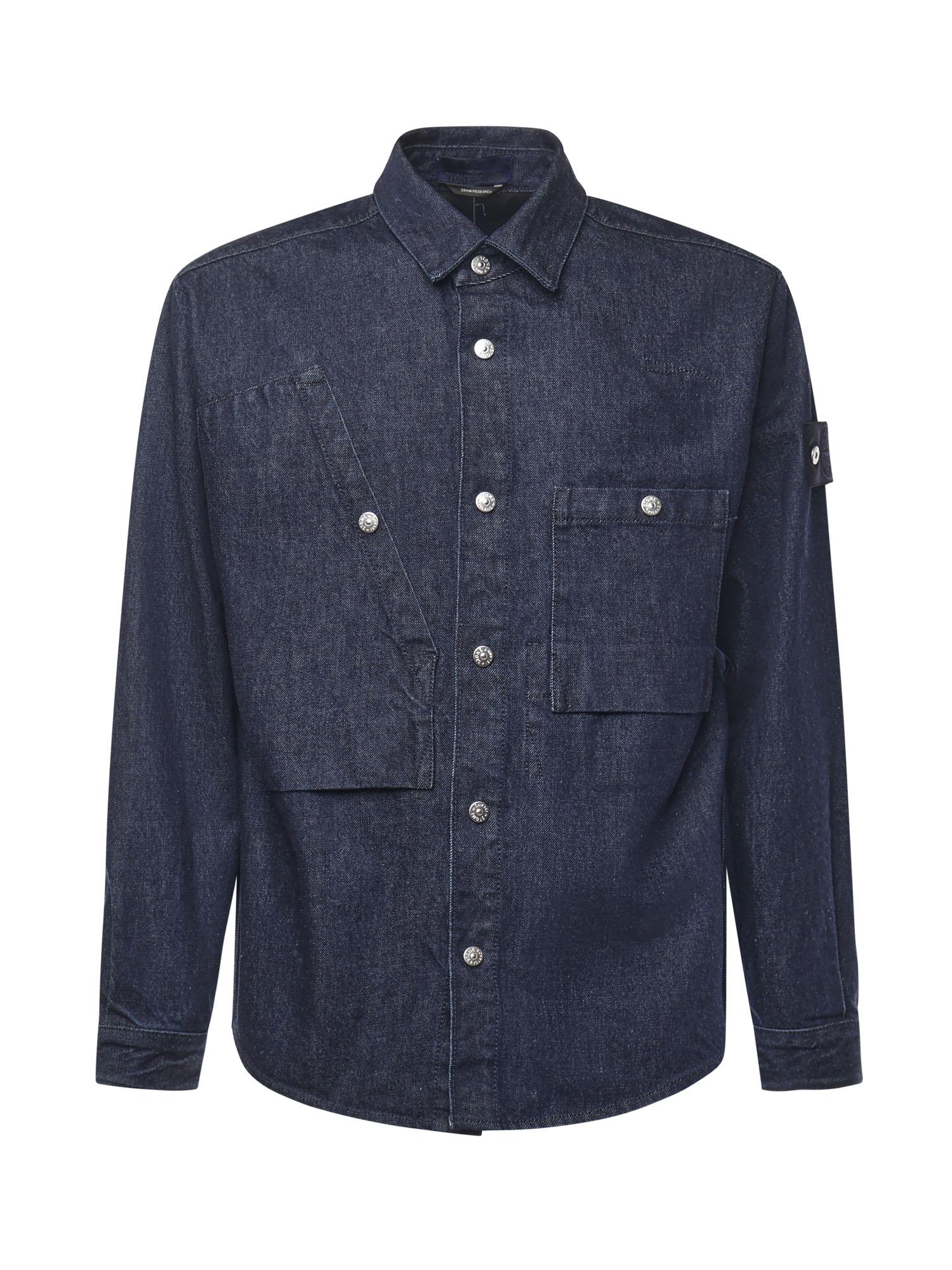 Overshirt in denim con logo K2S151100008 S00J7VJ201 STONE ISLAND 