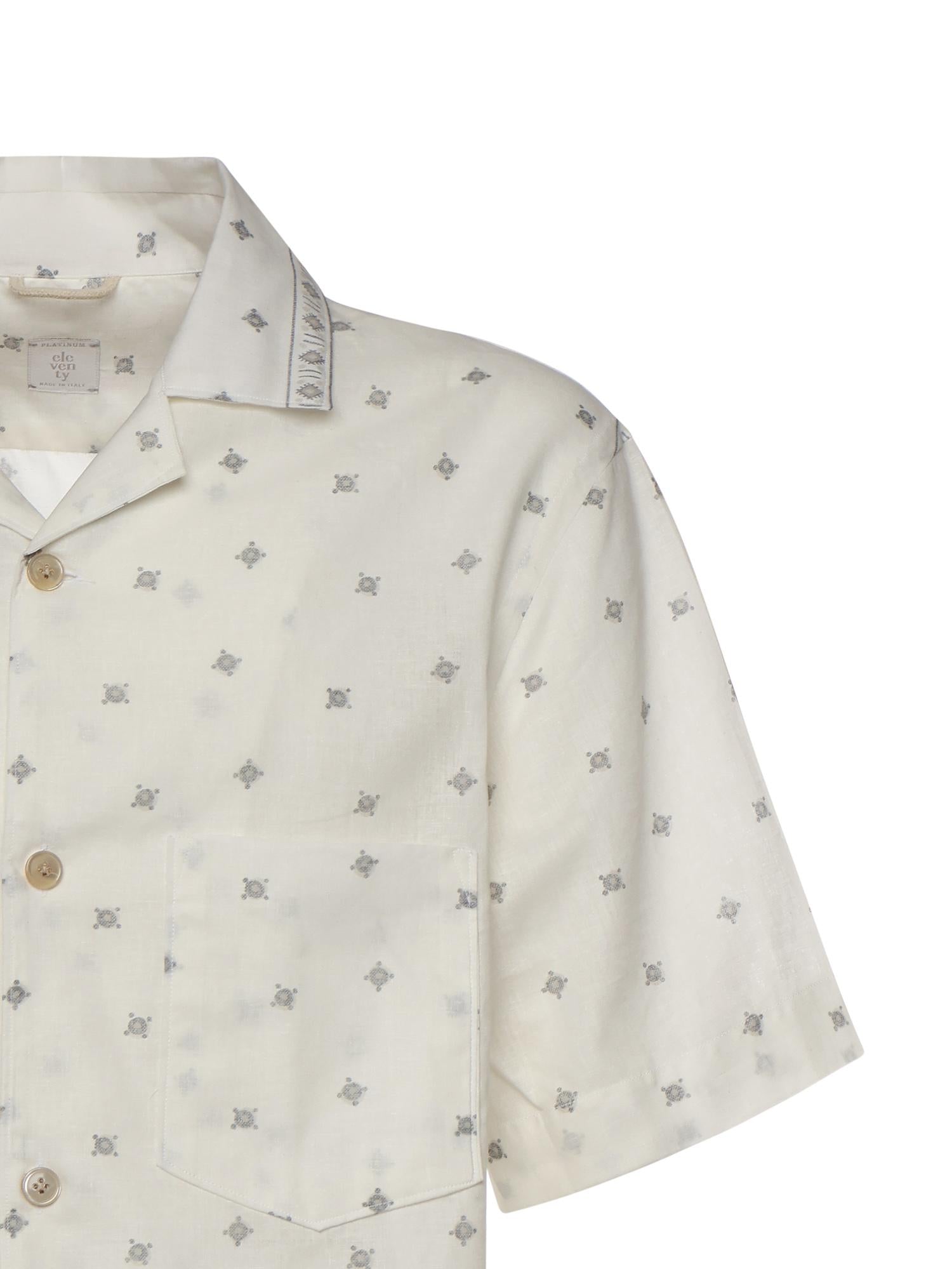 Camicia da bowling in lino e cotone M75CAMK09TES0M217 01 ELEVENTY 