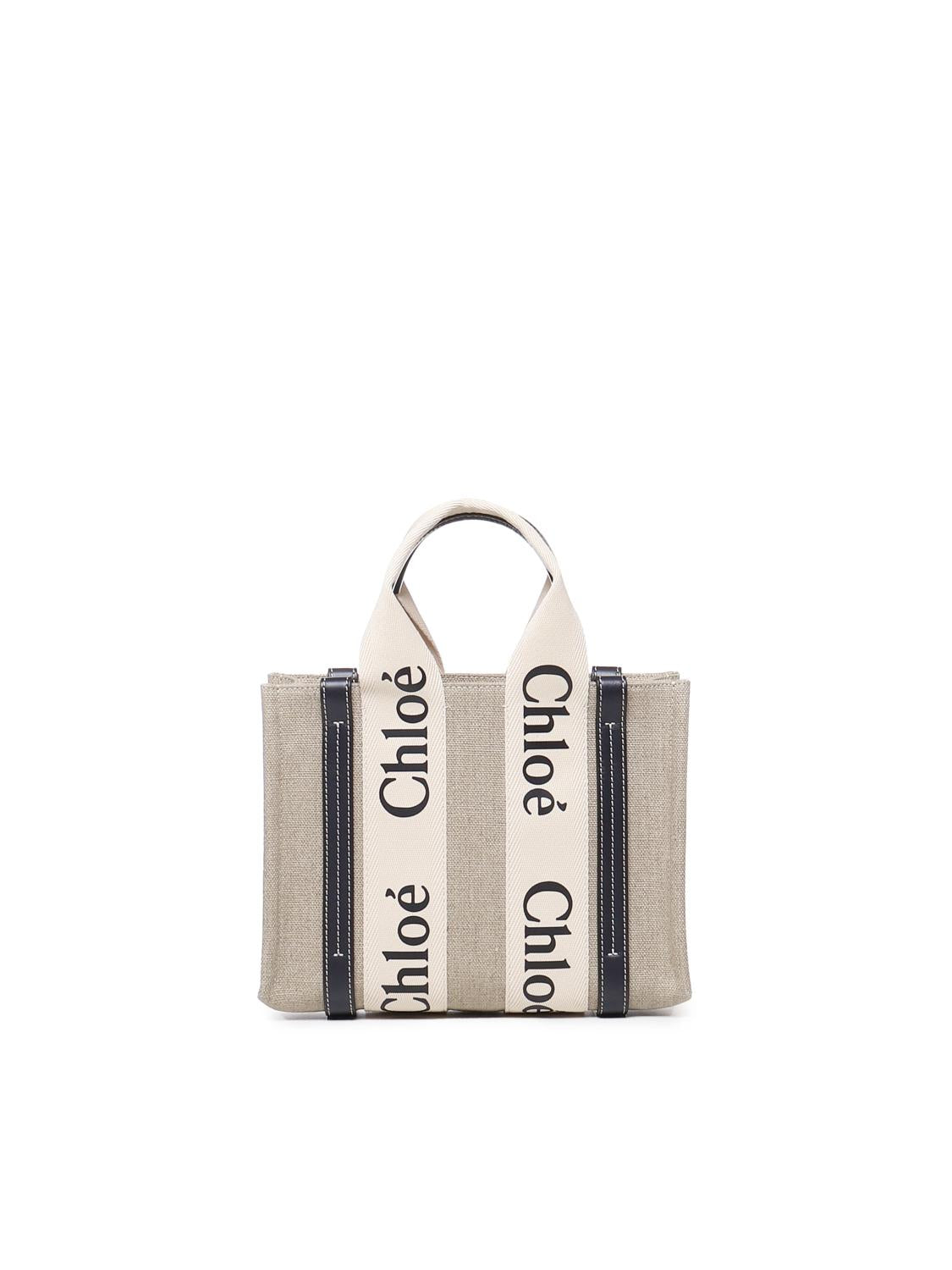 Tote bag piccola Woody in lino CHC22AS397I26 91J CHLOÉ 