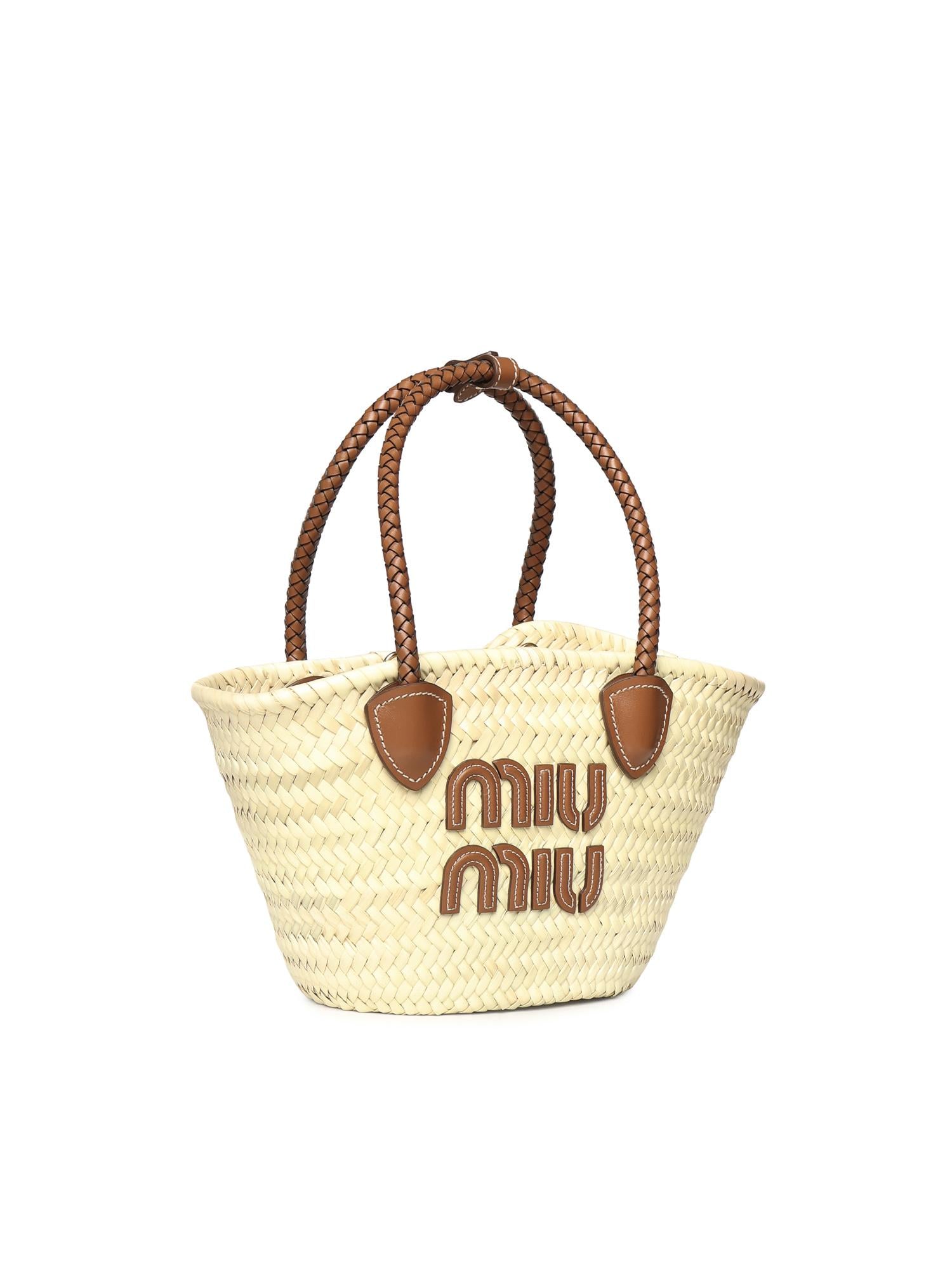 Borsa shopping in tessuto intrecciato 5BG273 2DDHF0A5T MIU MIU 