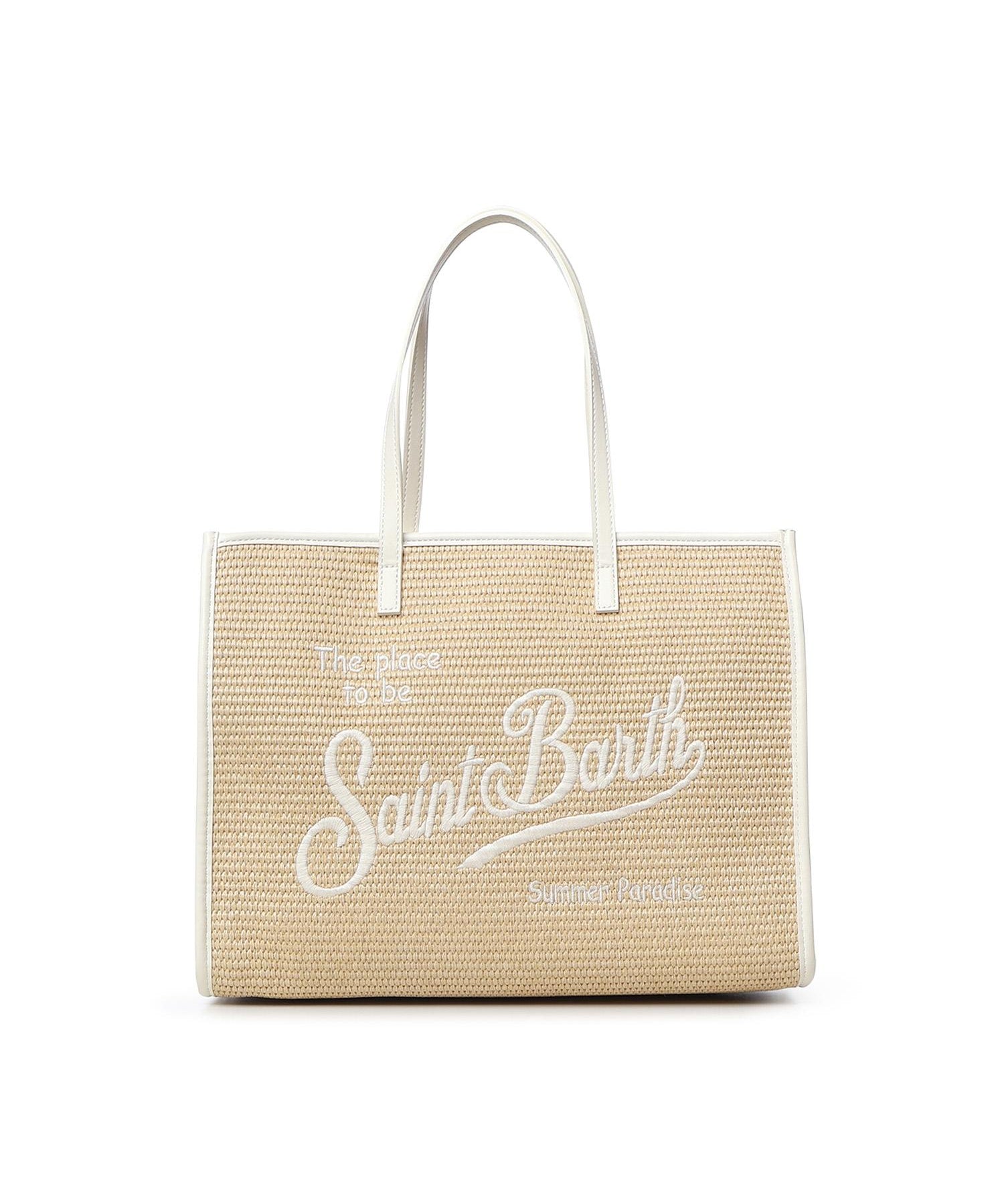 Borsa Vivian Mid Straw effetto raffia con logo VIV0007 00200L MC2 SAINT BARTH 