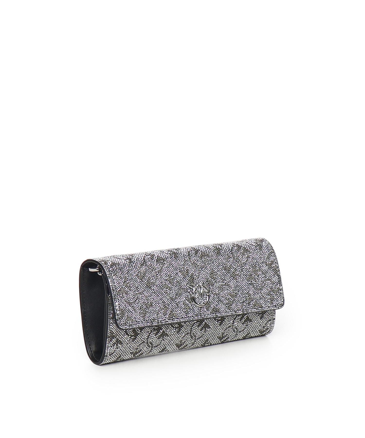 Portafoglio in pelle full strass con tracolla 103765 A20DZZFN PINKO 