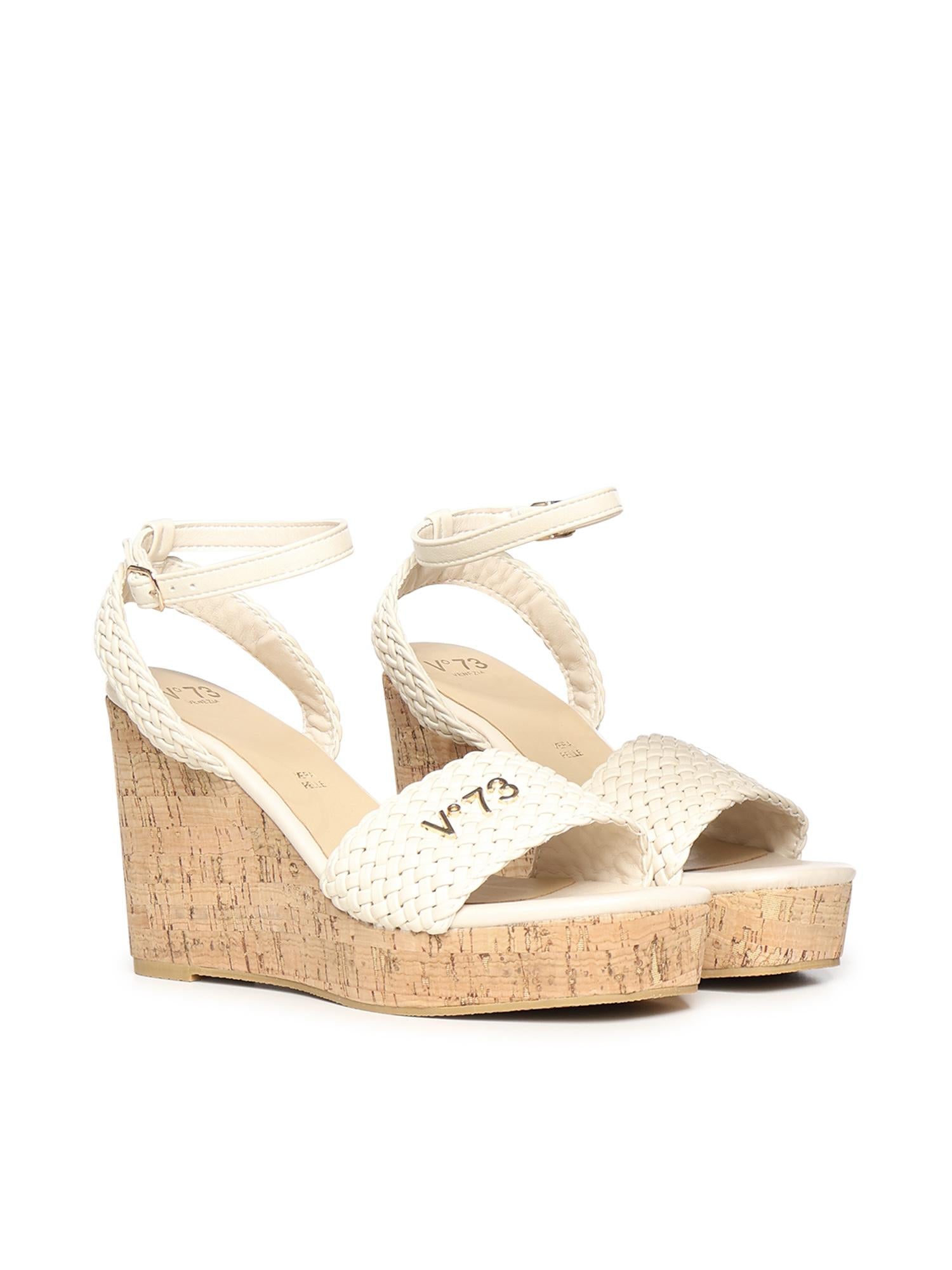 Sandali con zeppa e logo 73SC9YU01INT ZELDA WEDGEOFF WHITE V° 73 