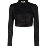 Camicia cropped in seta FF jacquard FS7994 AJ0ZF0GME FENDI 