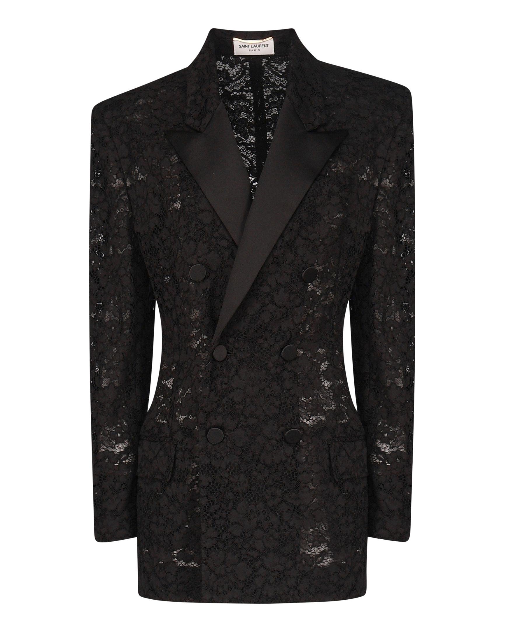 Giacca smoking in pizzo guipure 802140 Y9I521000 SAINT LAURENT 