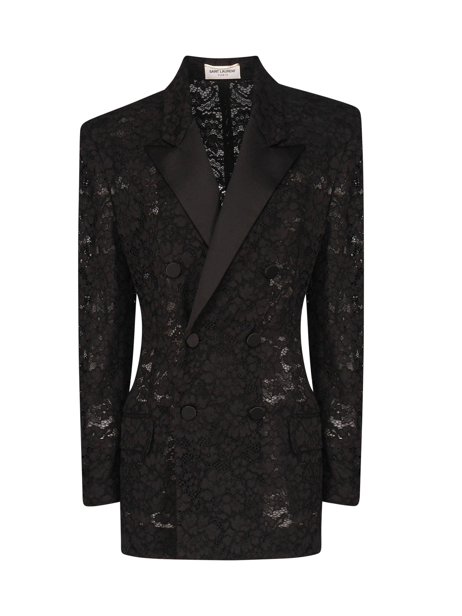 Giacca smoking in pizzo guipure 802140 Y9I521000 SAINT LAURENT 