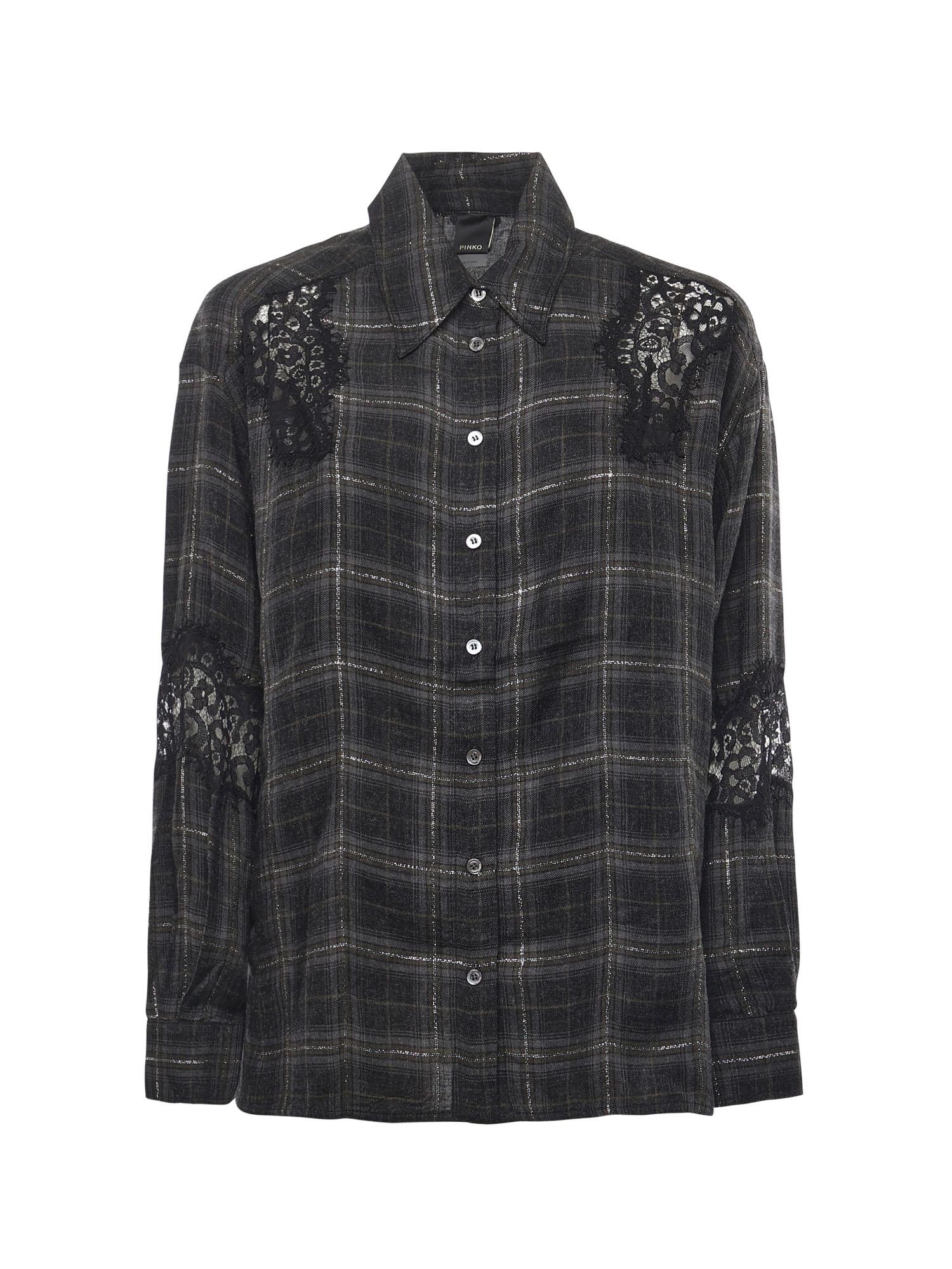 Camicia a quadri con pizzo 106109 A30DIK1 PINKO 
