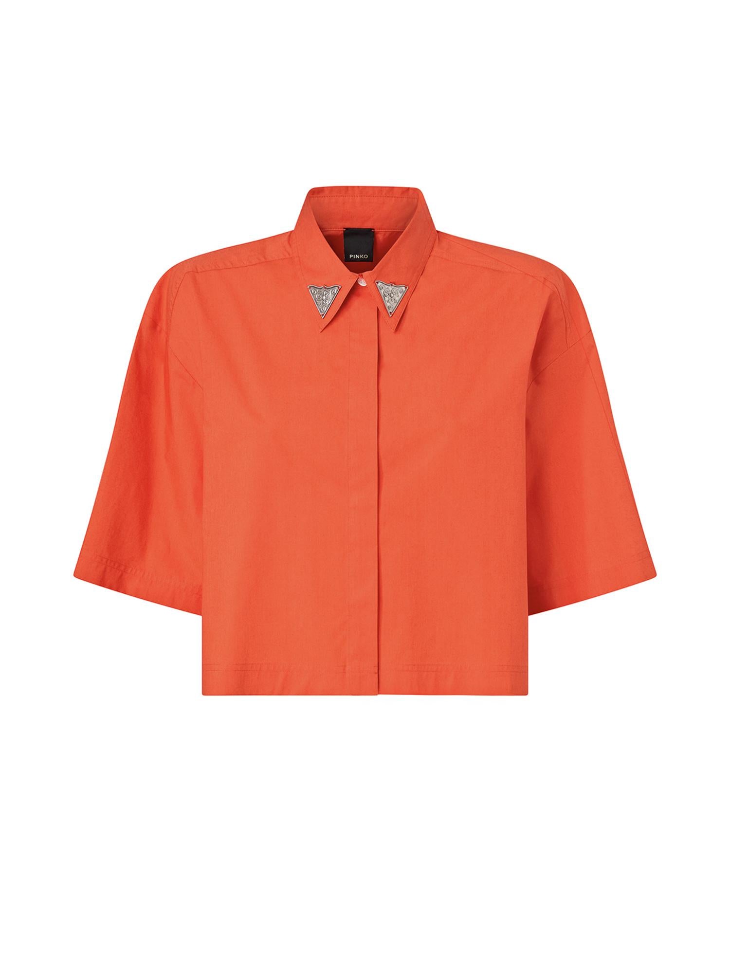 Camicia cropped con dettagli metallici 106826 A2LDA99 PINKO 
