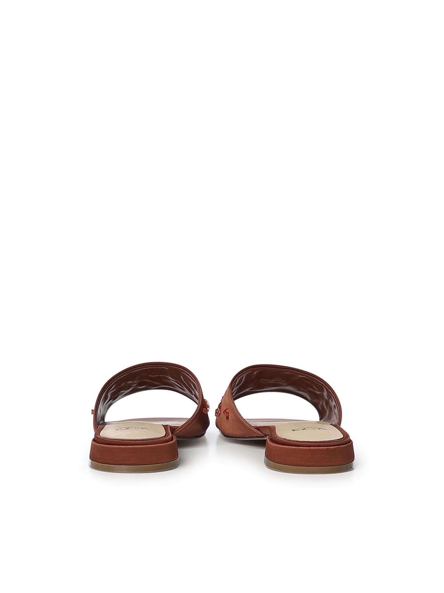 Sandali flat Kayla con cristalli 73SC9YM01RIC KAYLA FLATCIOCCOLATO V° 73 