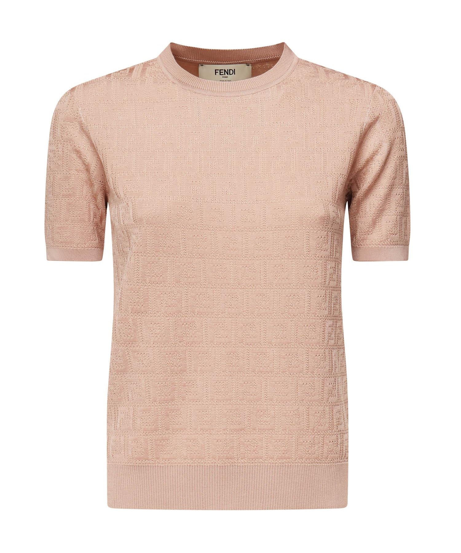 Maglia in cotone e viscosa FF jacquard FZXD57 AUZRF1SAU FENDI 