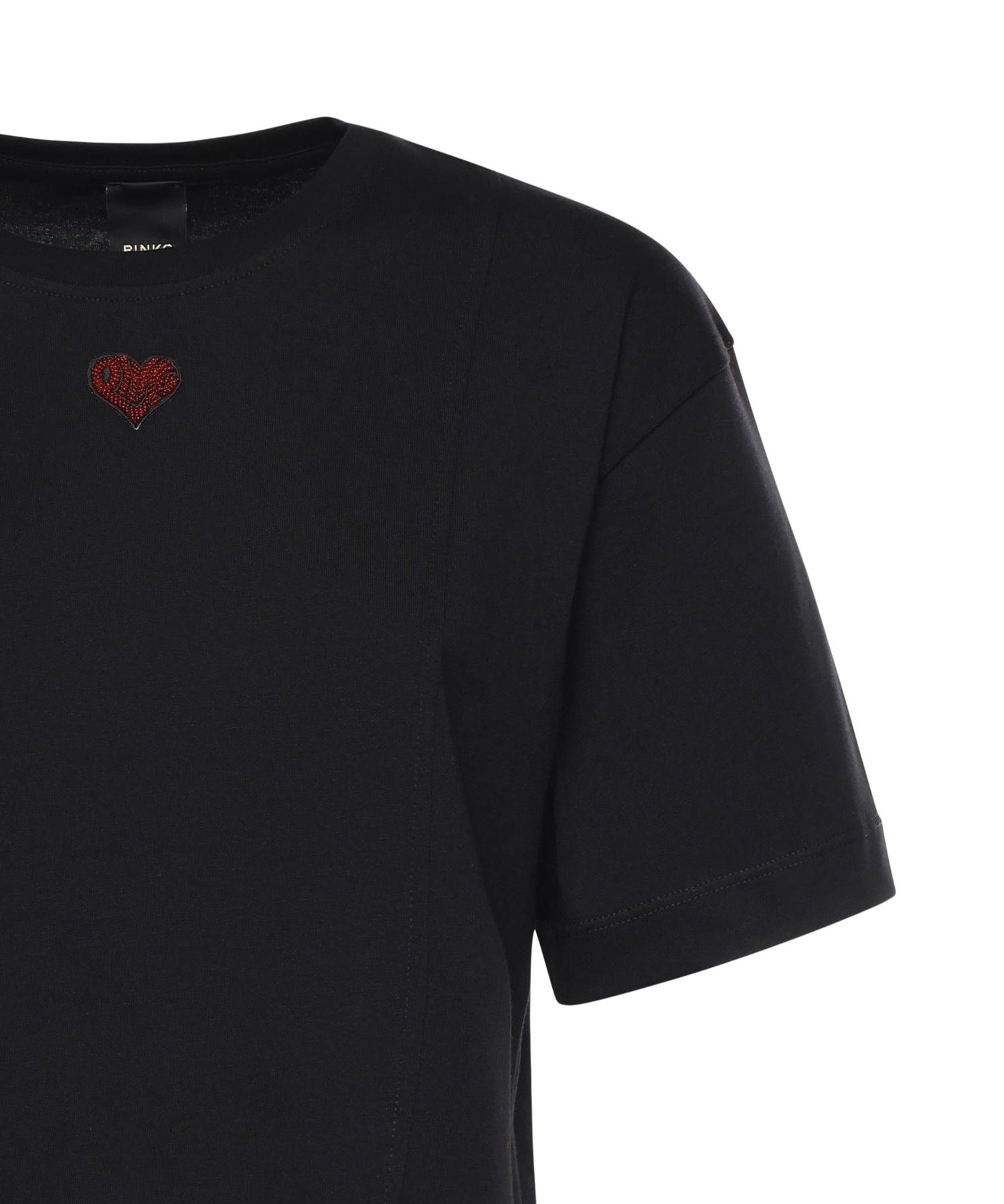 T-shirt con ricamo cuore in cotone 105665 A326Z99 PINKO 