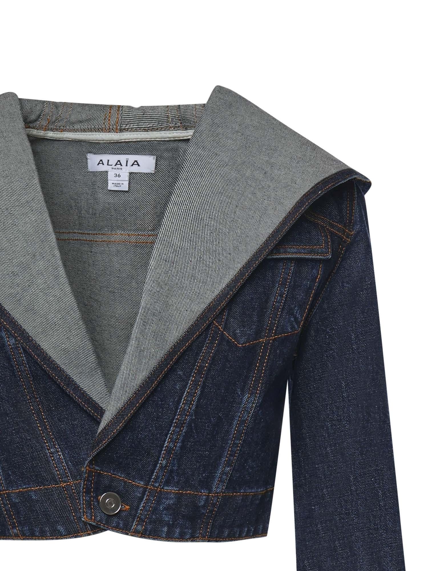 Giacca corta con cappuccio in denim AA9V0306D014C A24 ALAIA 