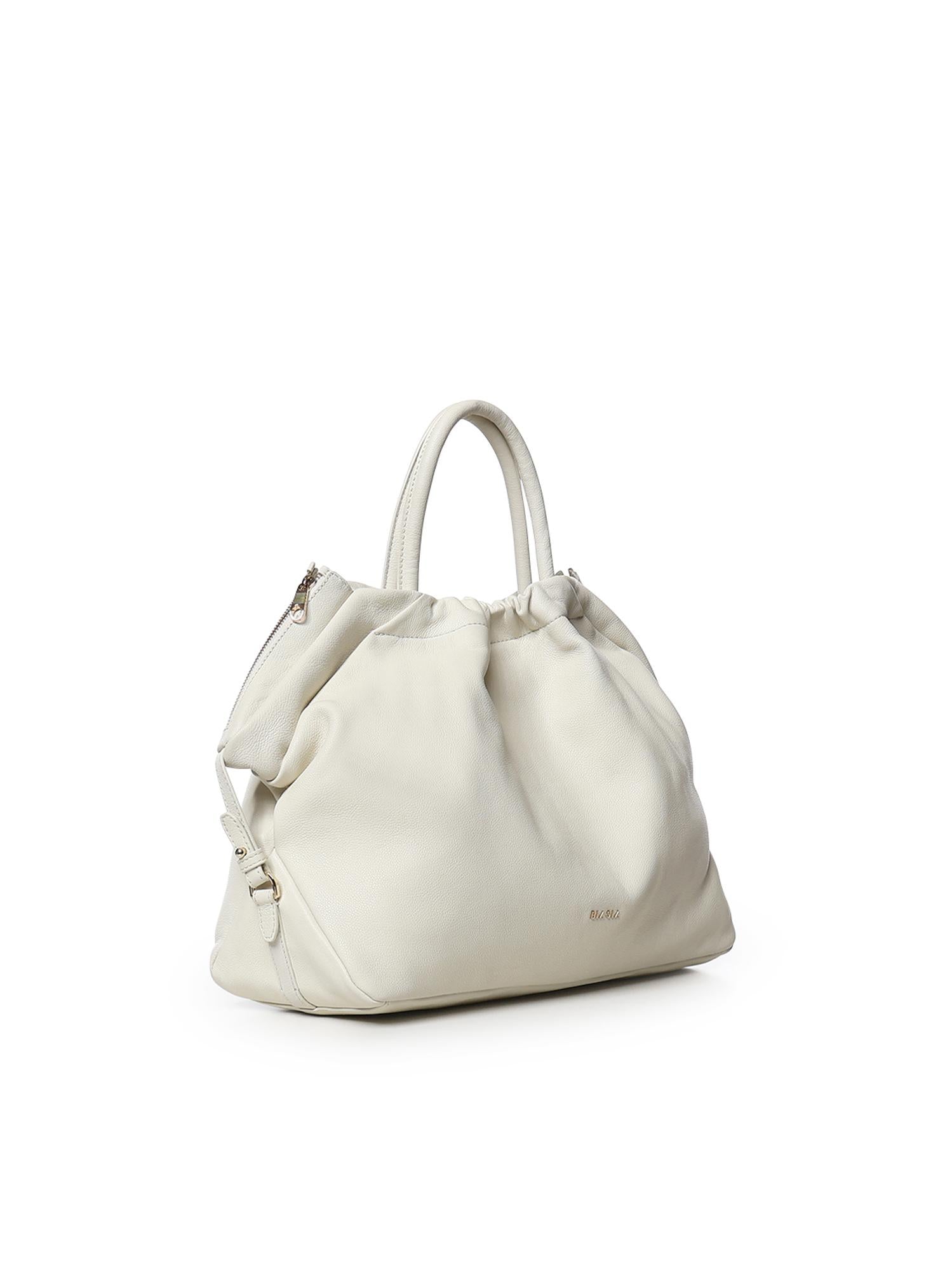 Borsa in pelle con logo BIBP9E701 AVORIO BIASIA 