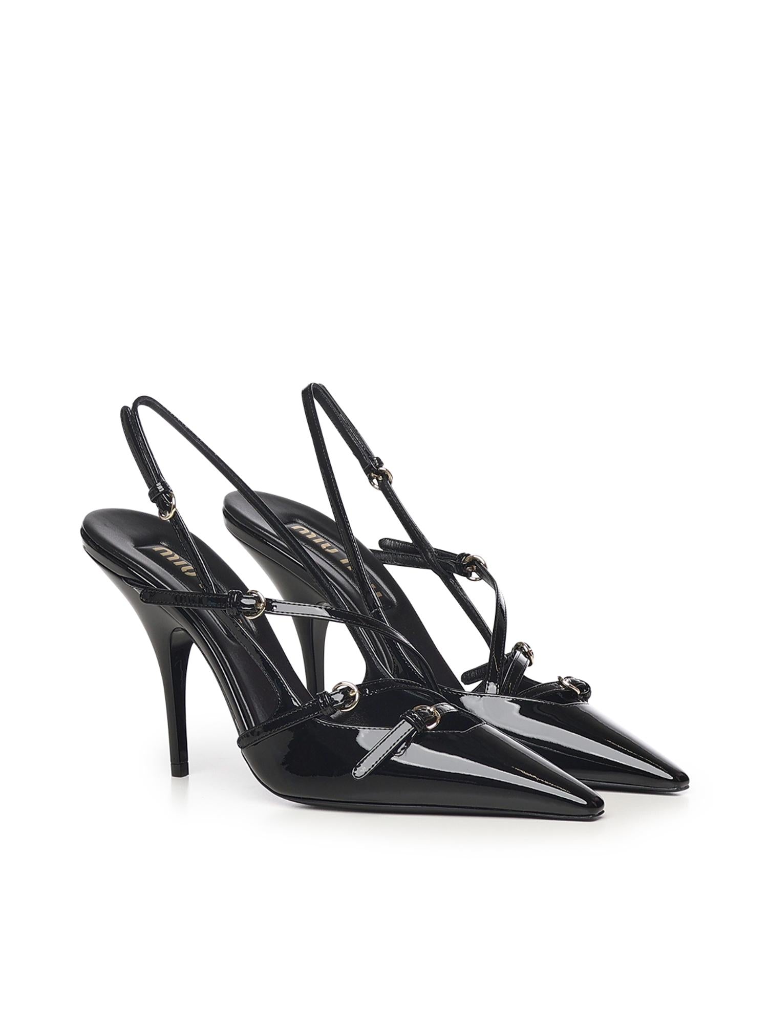 Slingback in vernice con fibbie 5I013E 069F0002 MIU MIU 