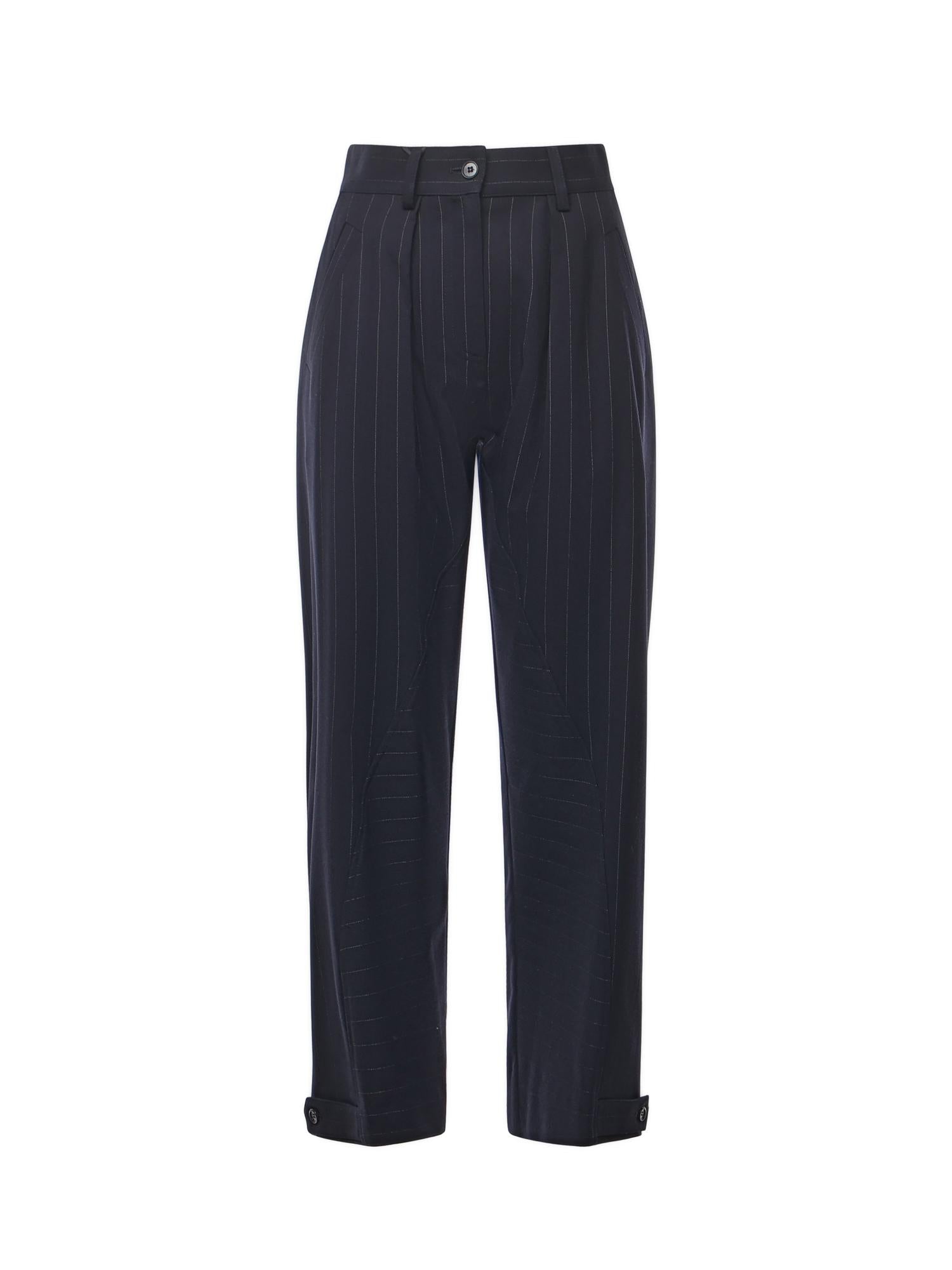 Pantaloni gessati a palloncino in lana 105707 A2QYEZ1 PINKO 