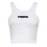 Canotta cropped con logo 107301 A3H6Z14 PINKO 