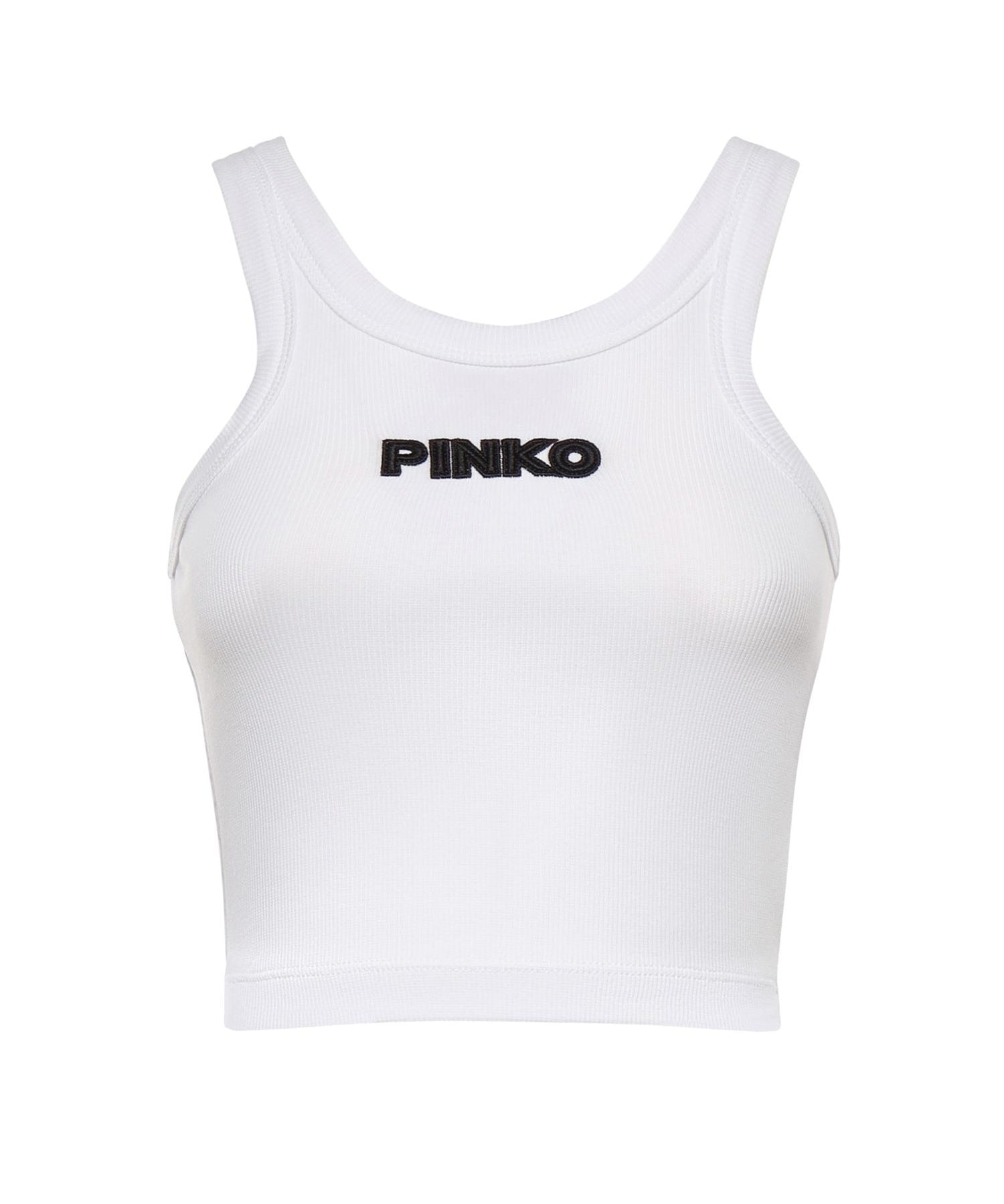Canotta cropped con logo 107301 A3H6Z14 PINKO 