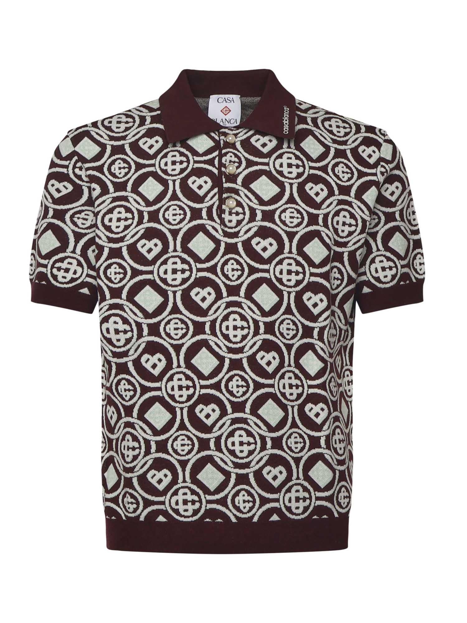 Polo in maglia di cotone con monogramma MAW25KW1092 01 CASABLANCA 