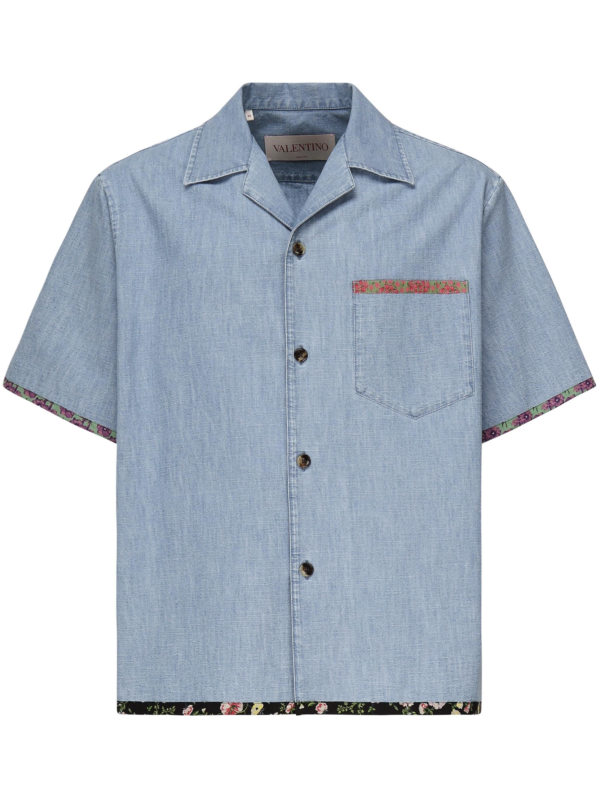 Camicia in denim con finiture stampa floreale 6V0DB04L ALM508 VALENTINO GARAVANI 