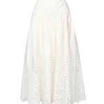 Gonna midi ricamata in cotone SS25137MSK WHITE SELF-PORTRAIT 