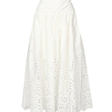 Gonna midi ricamata in cotone SS25137MSK WHITE SELF-PORTRAIT 