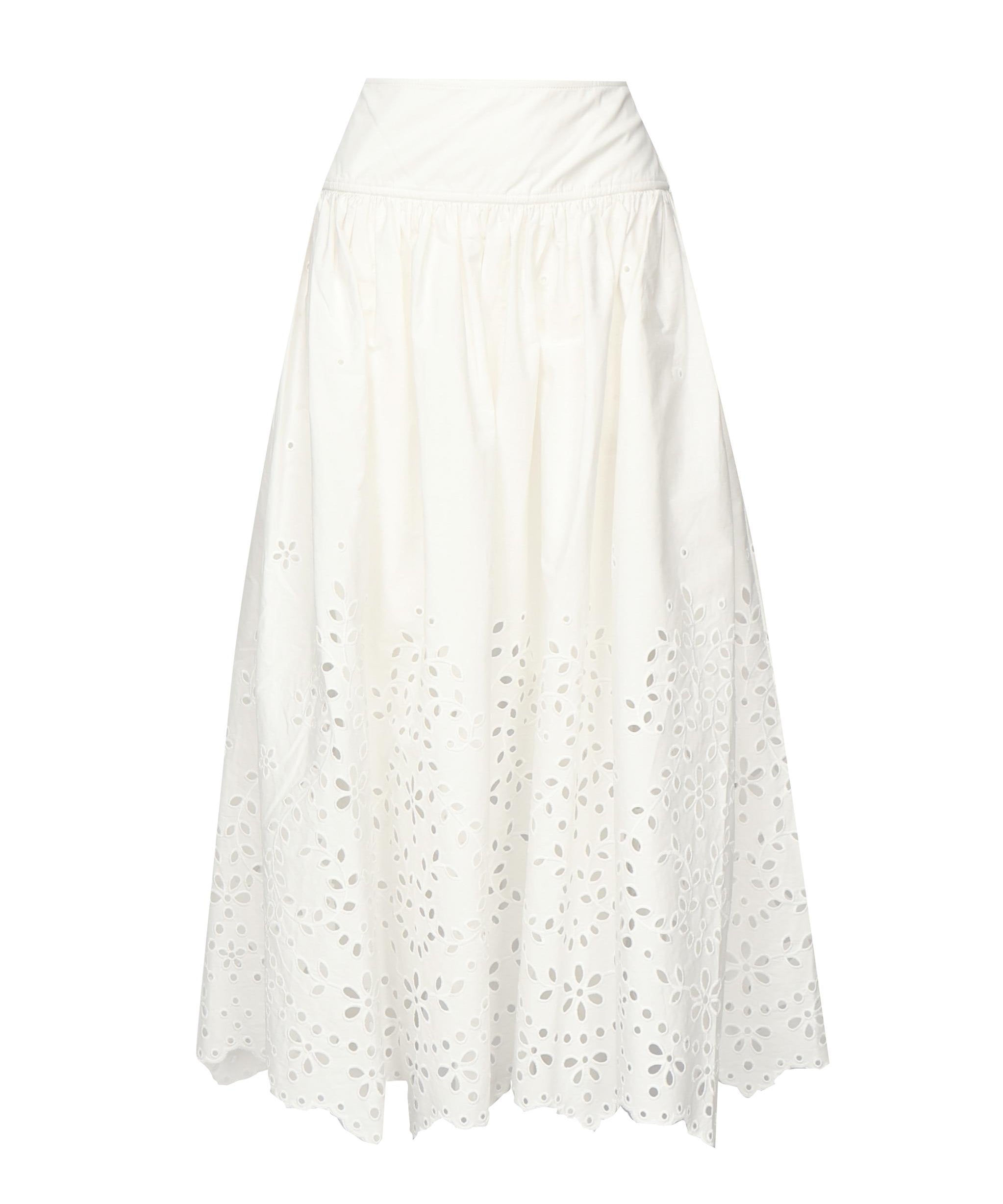Gonna midi ricamata in cotone SS25137MSK WHITE SELF-PORTRAIT 