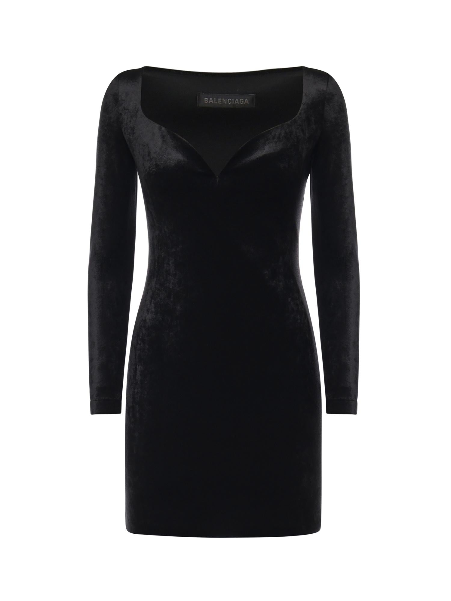 Abito scollo a cuore in jersey di velluto 857335 TTV071000 BALENCIAGA 