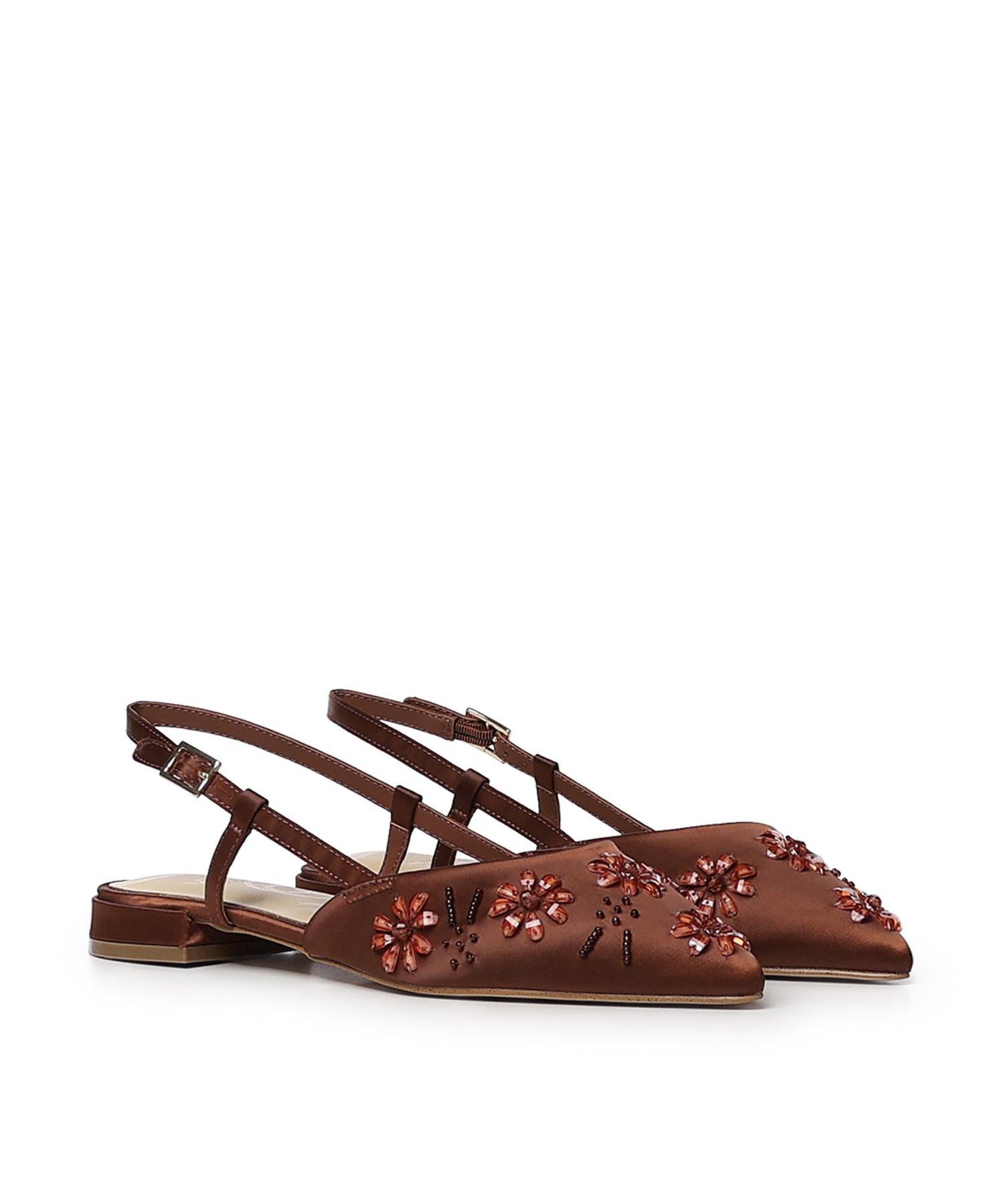 Slingback Kayla con applicazioni floreali 73SC9YL01RIC KAYLA SLINGBACKCIOCCOLATO V° 73 