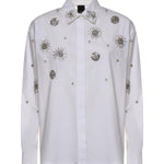 Camicia con cristalli in cotone 106225 A31WZ04 PINKO 