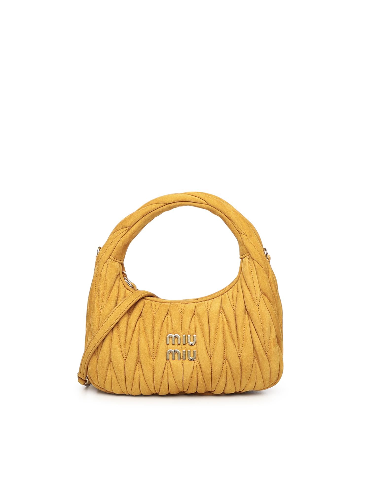 Borsa Wander in pelle scamosciata matelassé 5BC125 AB7OF0R55 MIU MIU 