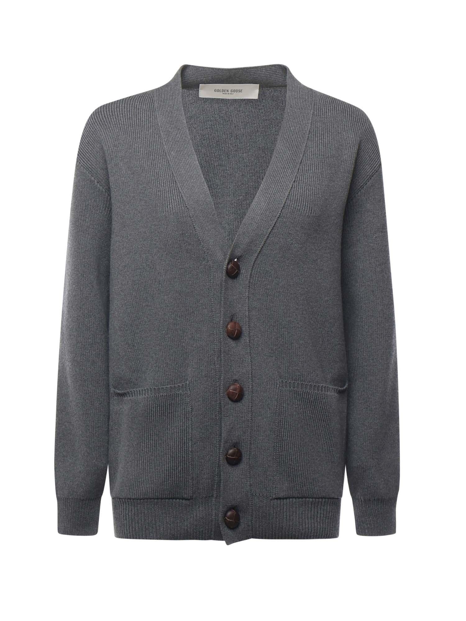 Cardigan in cotone con logo GWP00950 P00066260304 GOLDEN GOOSE 