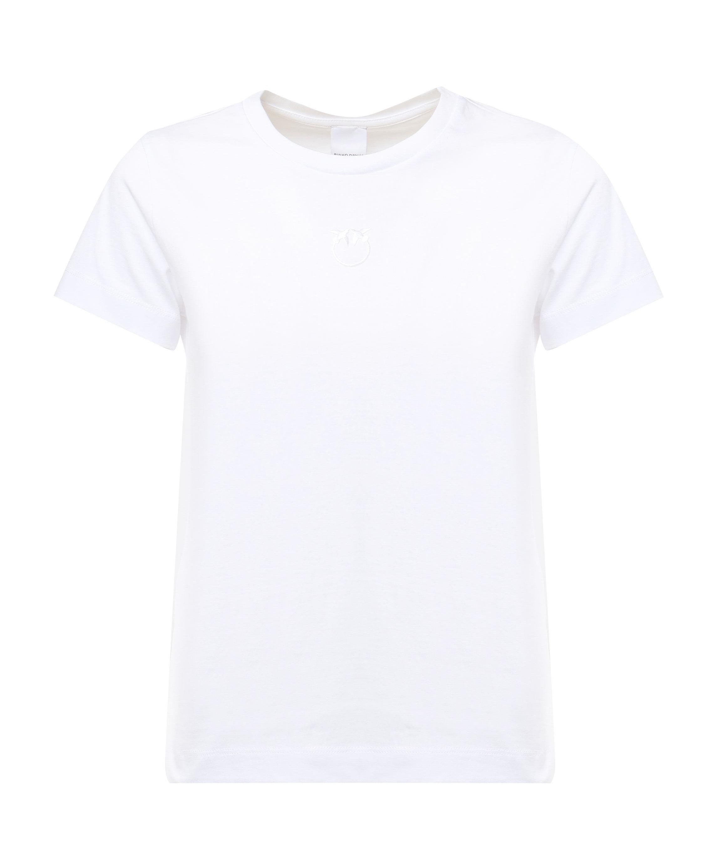 T-shirt maniche corte logo ricamato 100355 A2HNZ04 PINKO 