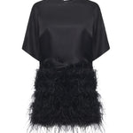 Abito in raso lucido con piume 105738 A2UUZ99 PINKO 