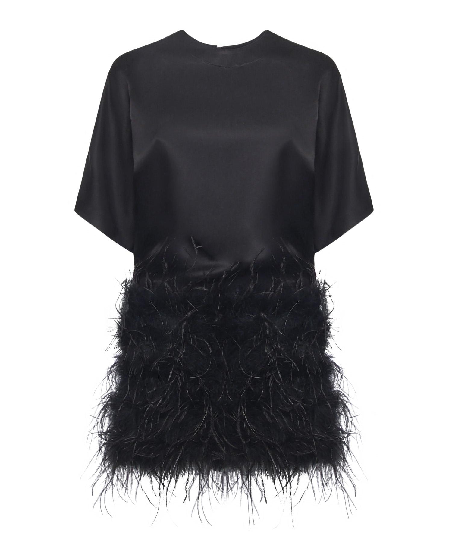 Abito in raso lucido con piume 105738 A2UUZ99 PINKO 
