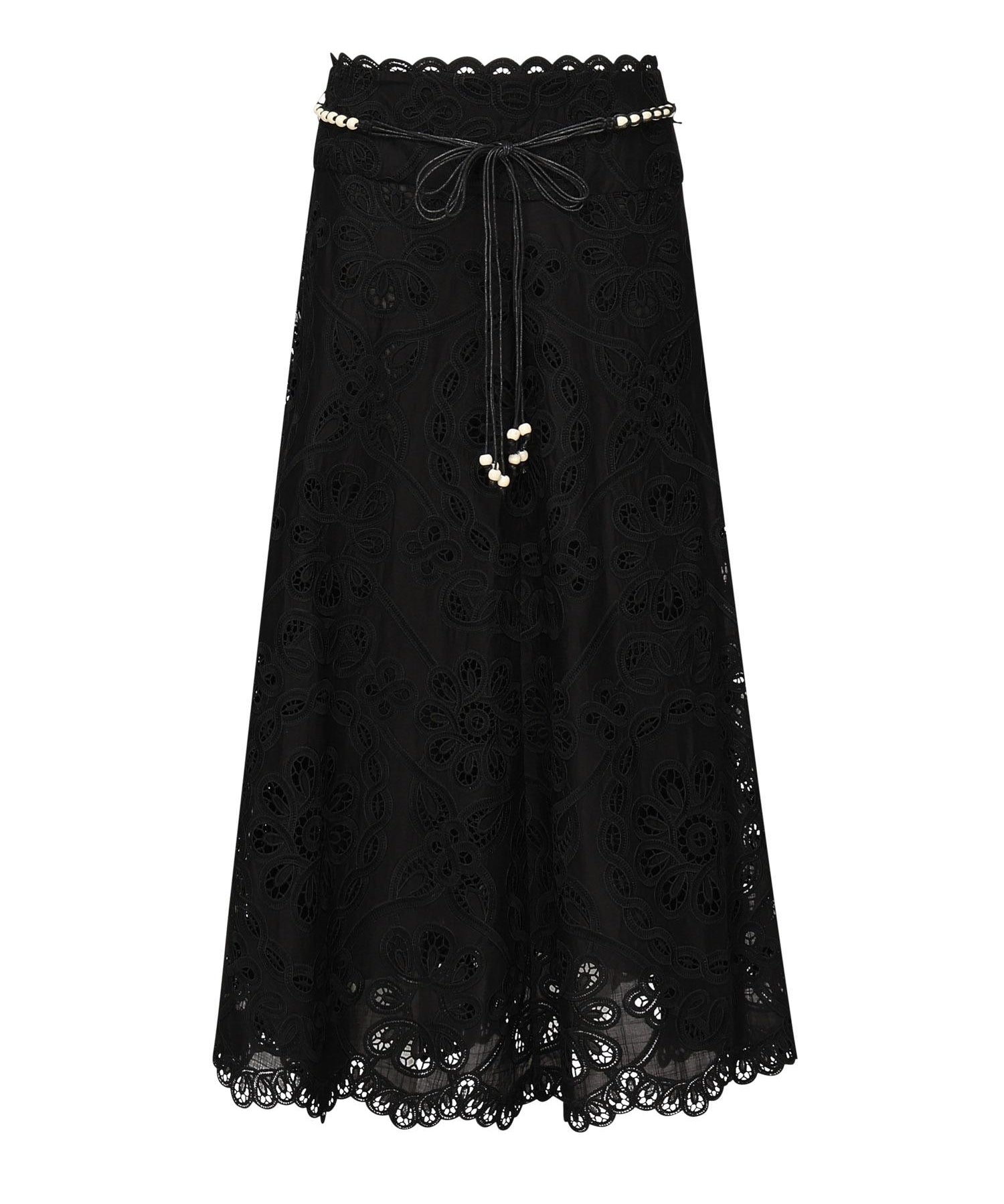 Gonna midi Rhiannon con ricamo 4248SSS251 BLK ZIMMERMANN 