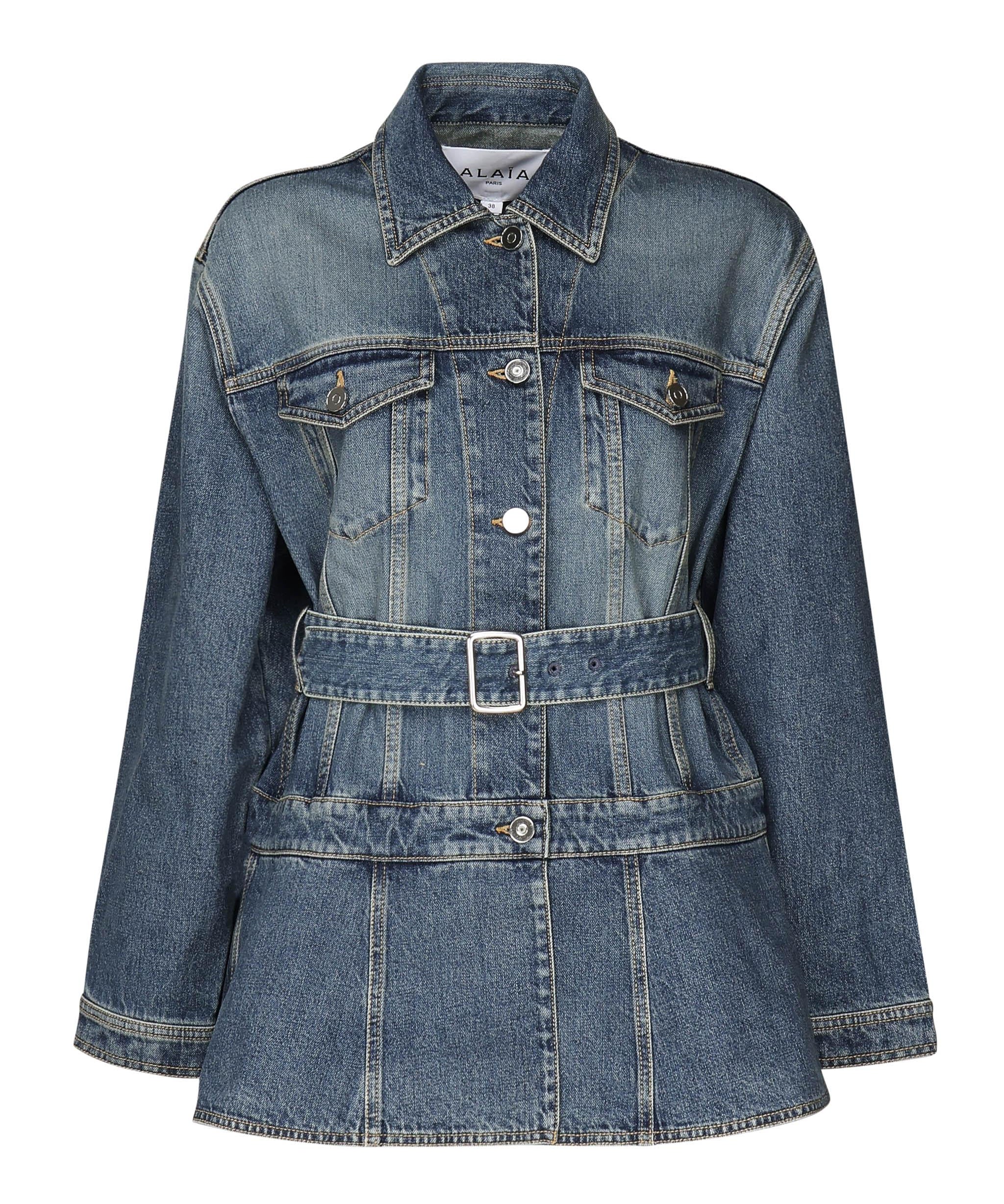Giacca in denim con baschina<BR/> AA9V0422T536A 525 ALAIA 