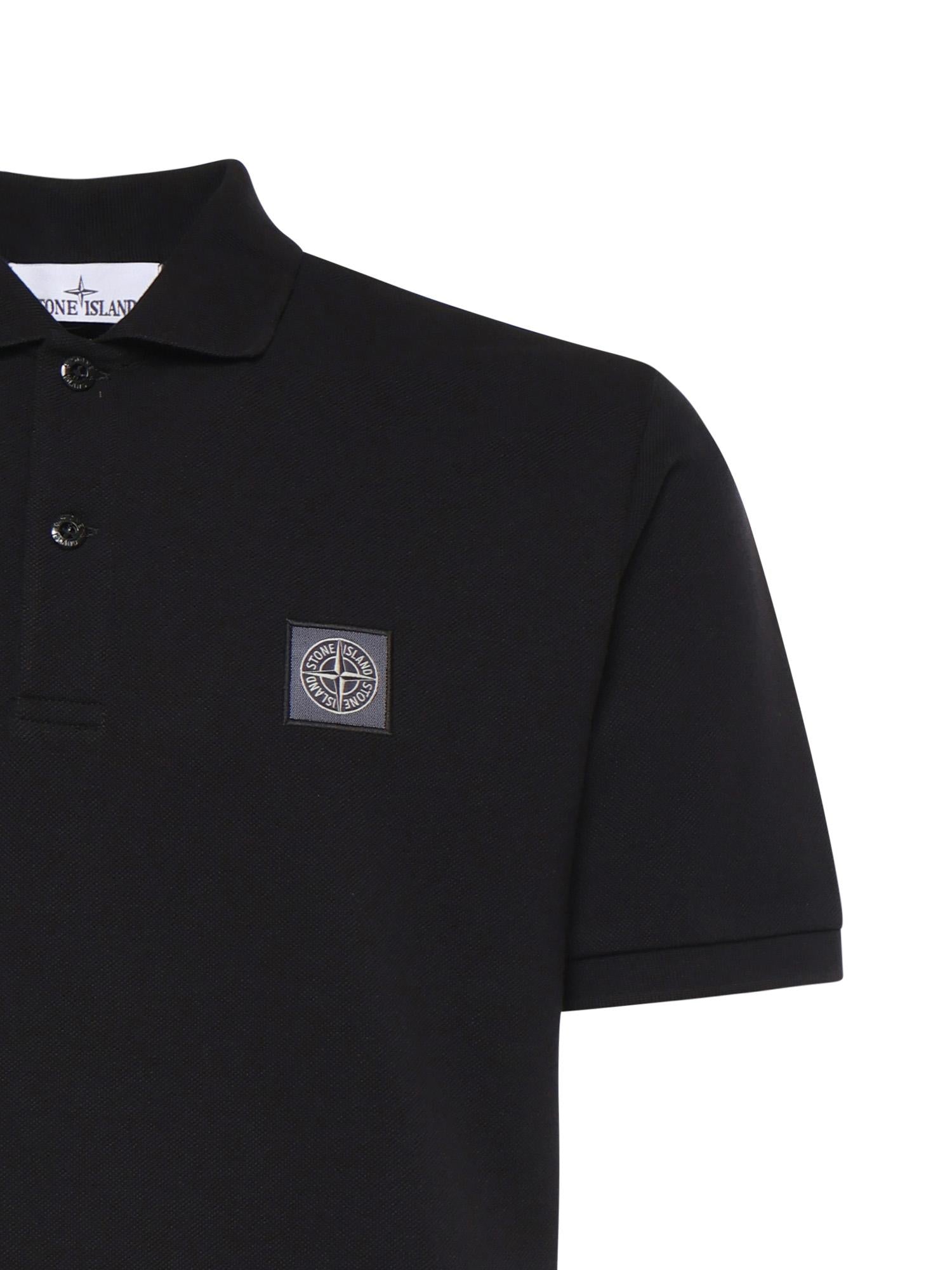 Polo in piqué di cotone con patch Compass L1S152200011 S0039V0029 STONE ISLAND 