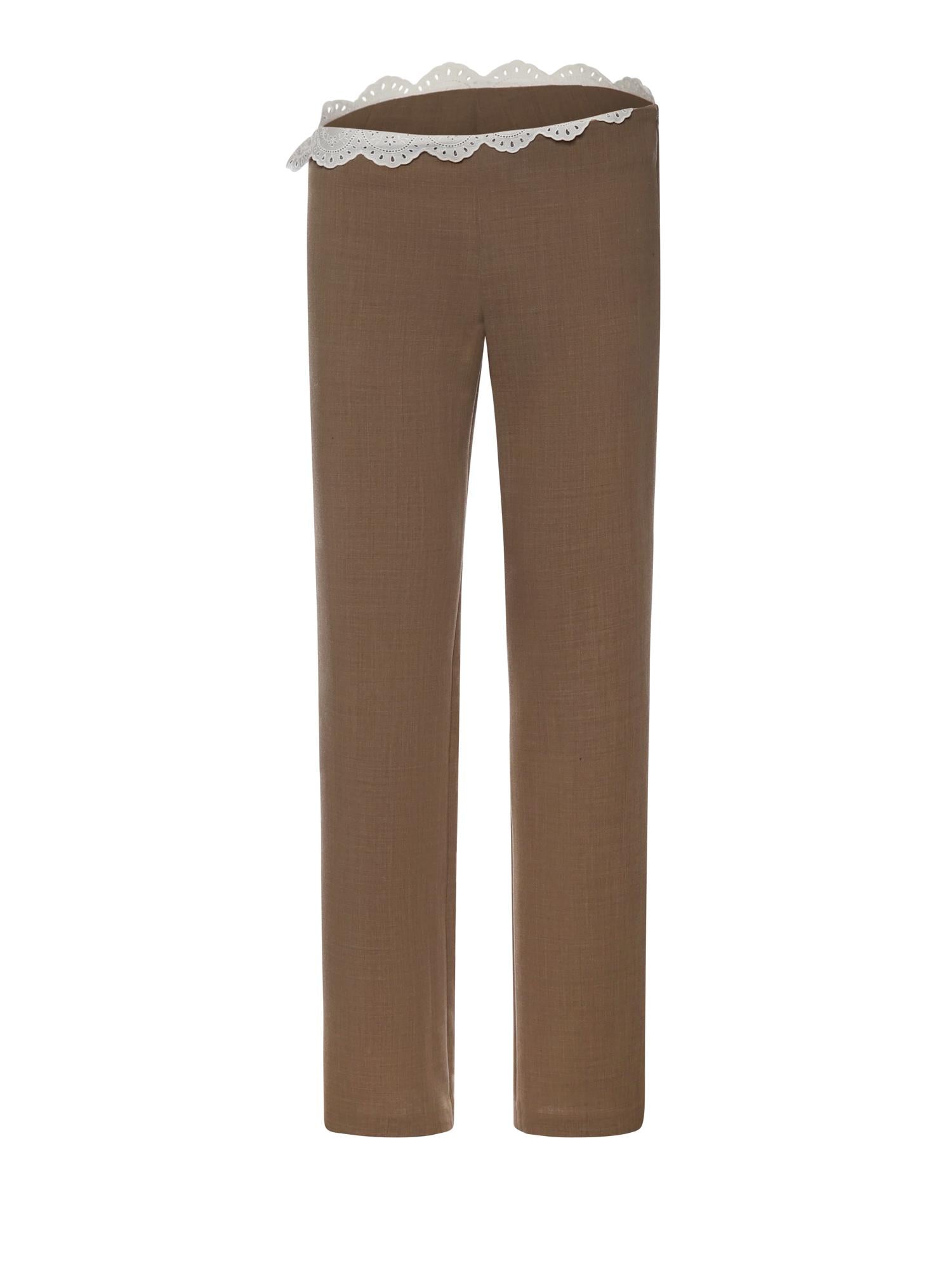 Pantaloni in lana con cinturino in pizzo 173426  MAGDA BUTRYM 