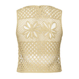 Top senza maniche crochet traforato 104733 A2FFC43 PINKO 
