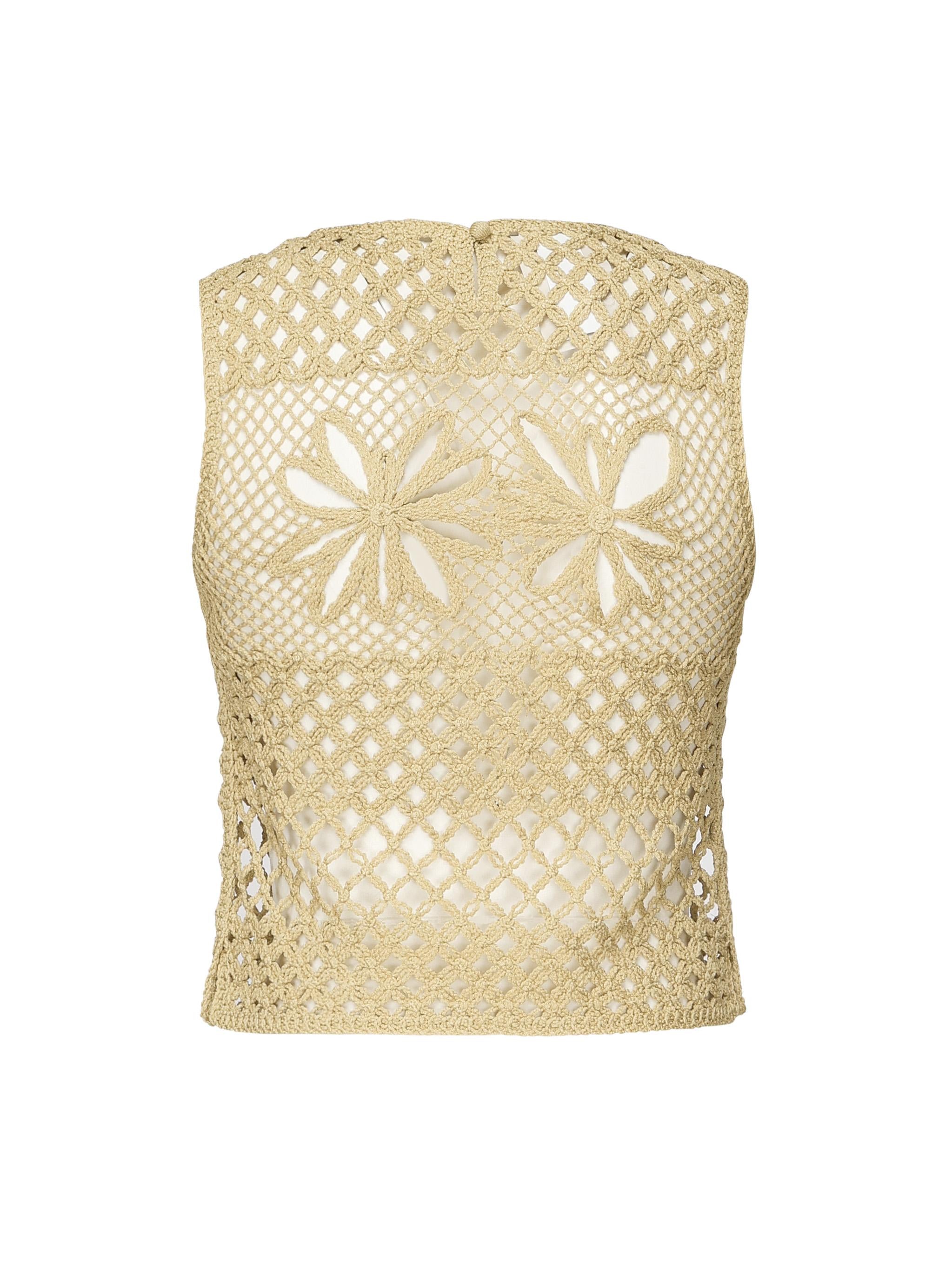Top senza maniche crochet traforato 104733 A2FFC43 PINKO 
