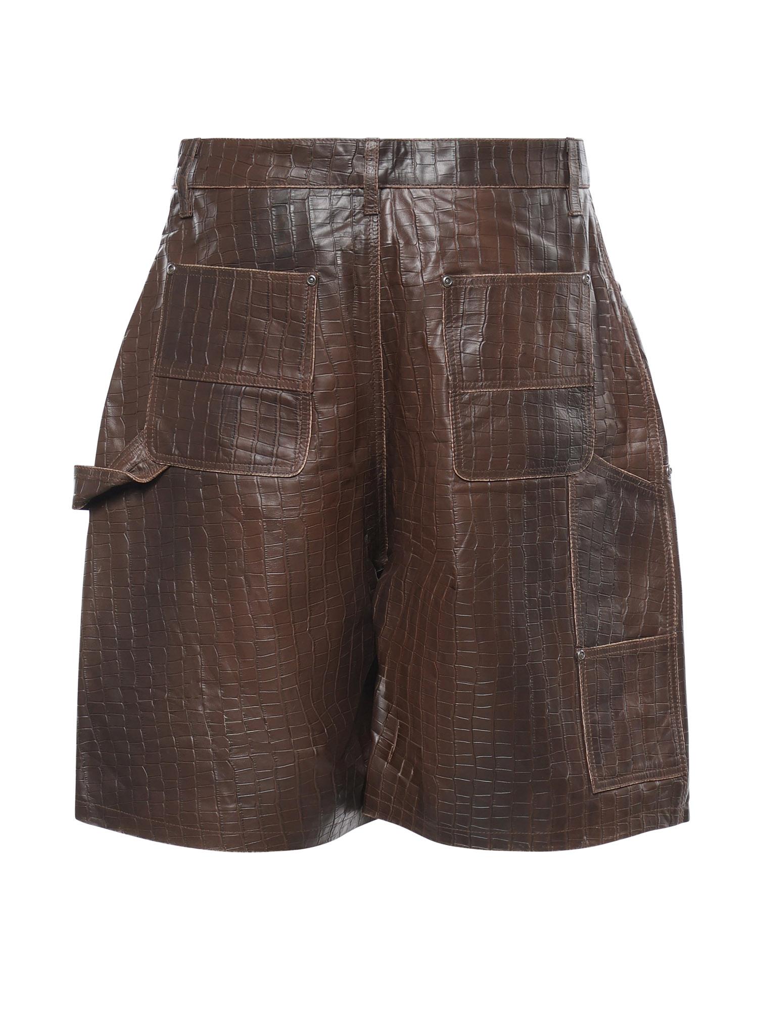 Shorts in pelle con stampa coccodrillo FOSS26SH01323 6322 FOUND 