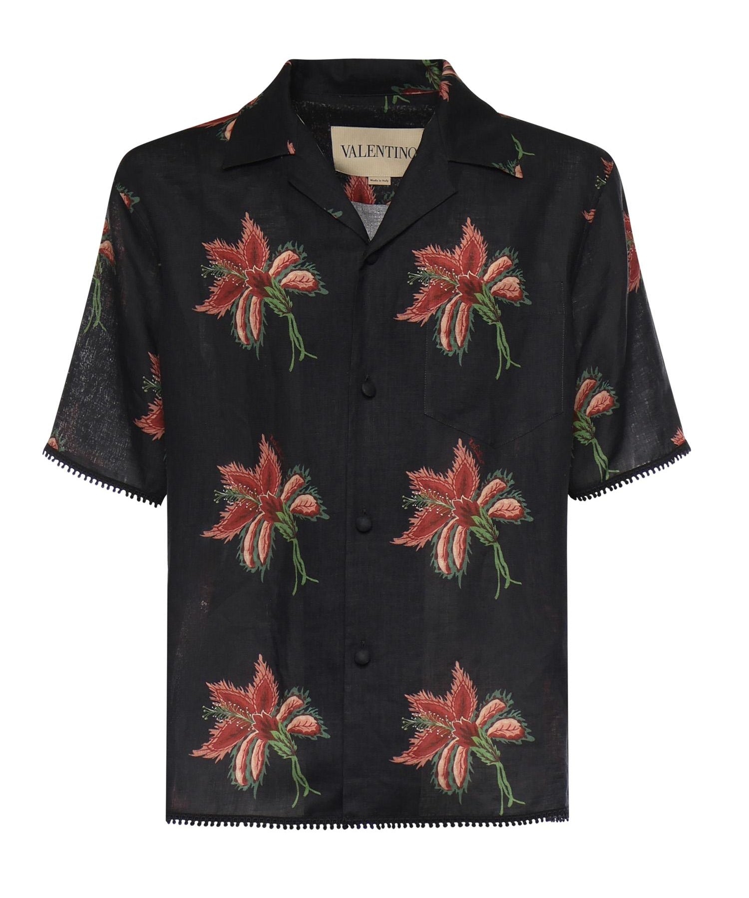 Camicia in lino con stampa Papier Floral 8V3AAN11 BA7D5Y VALENTINO GARAVANI 