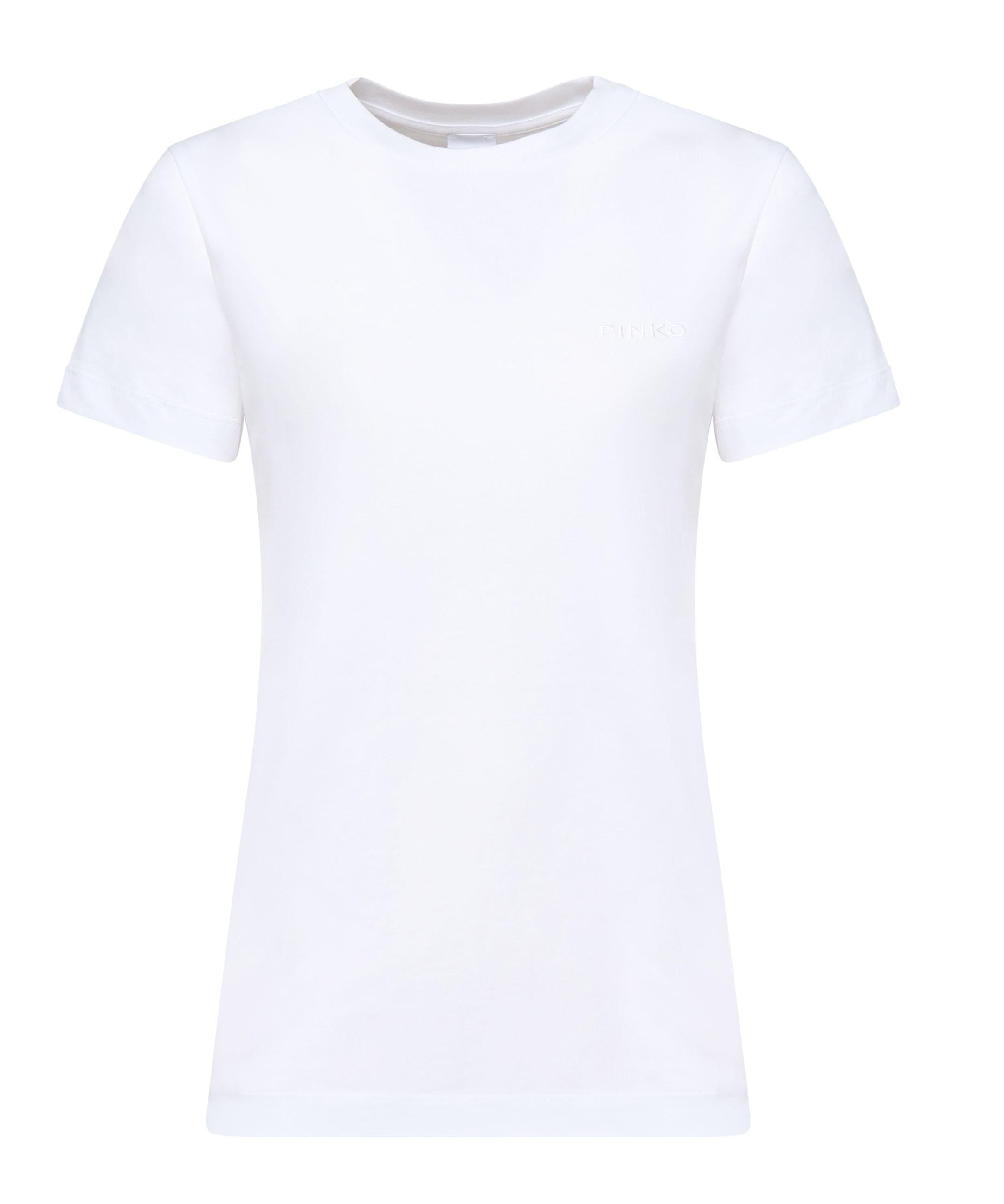 T-shirt mezze maniche ricamo logo 101752 A2HNZ04 PINKO 