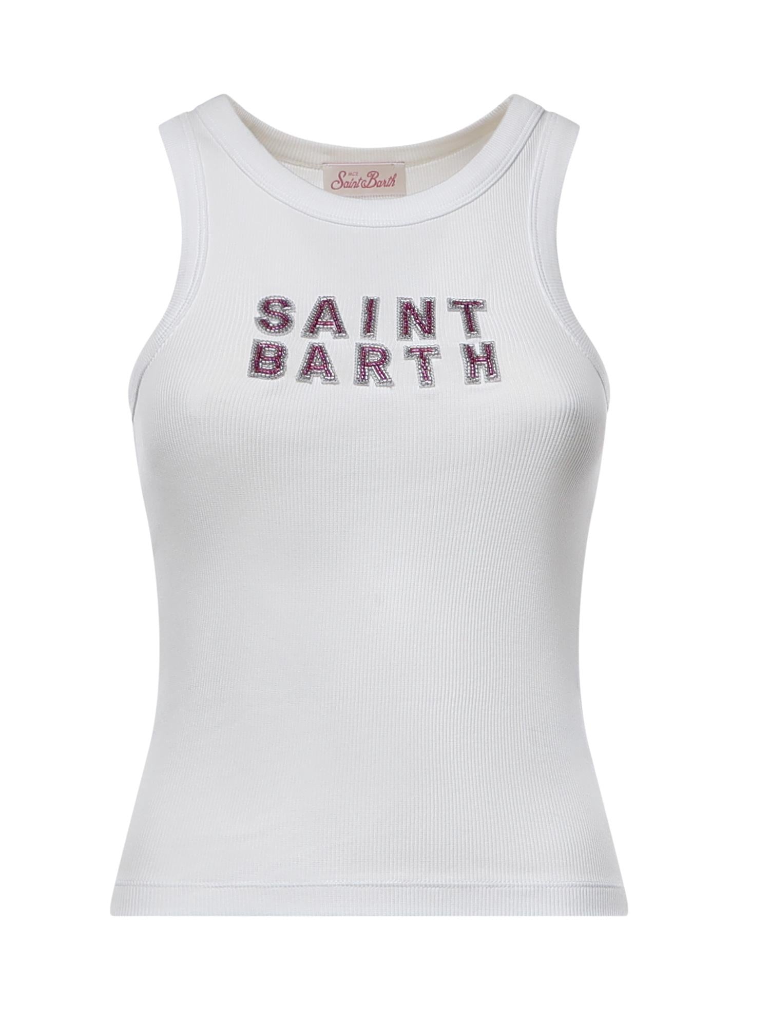 Tank top in cotone con logo AAD001 08543L MC2 SAINT BARTH 